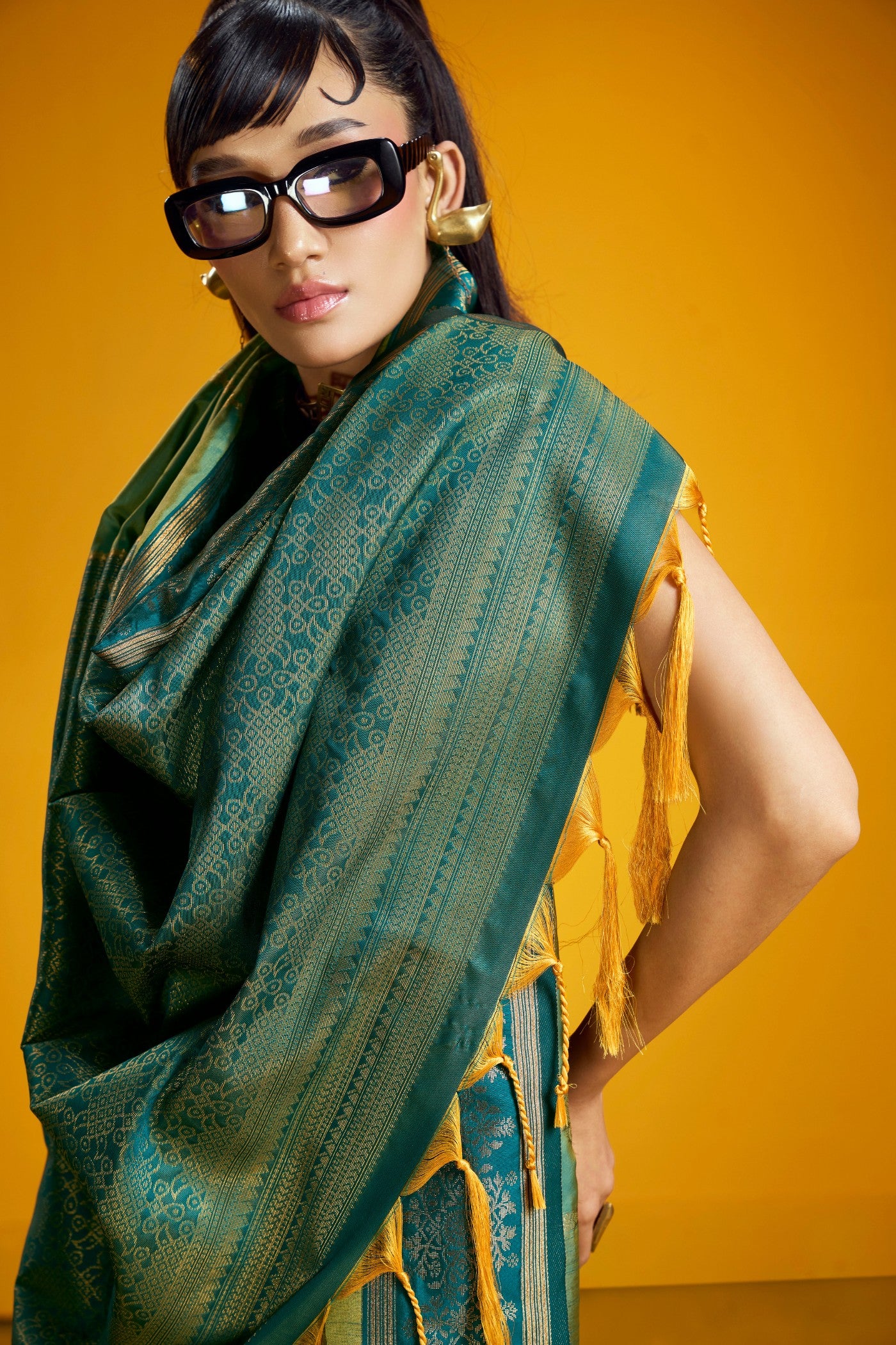 MySilkLove Matte Green Banarasi Handloom Soft Silk Saree
