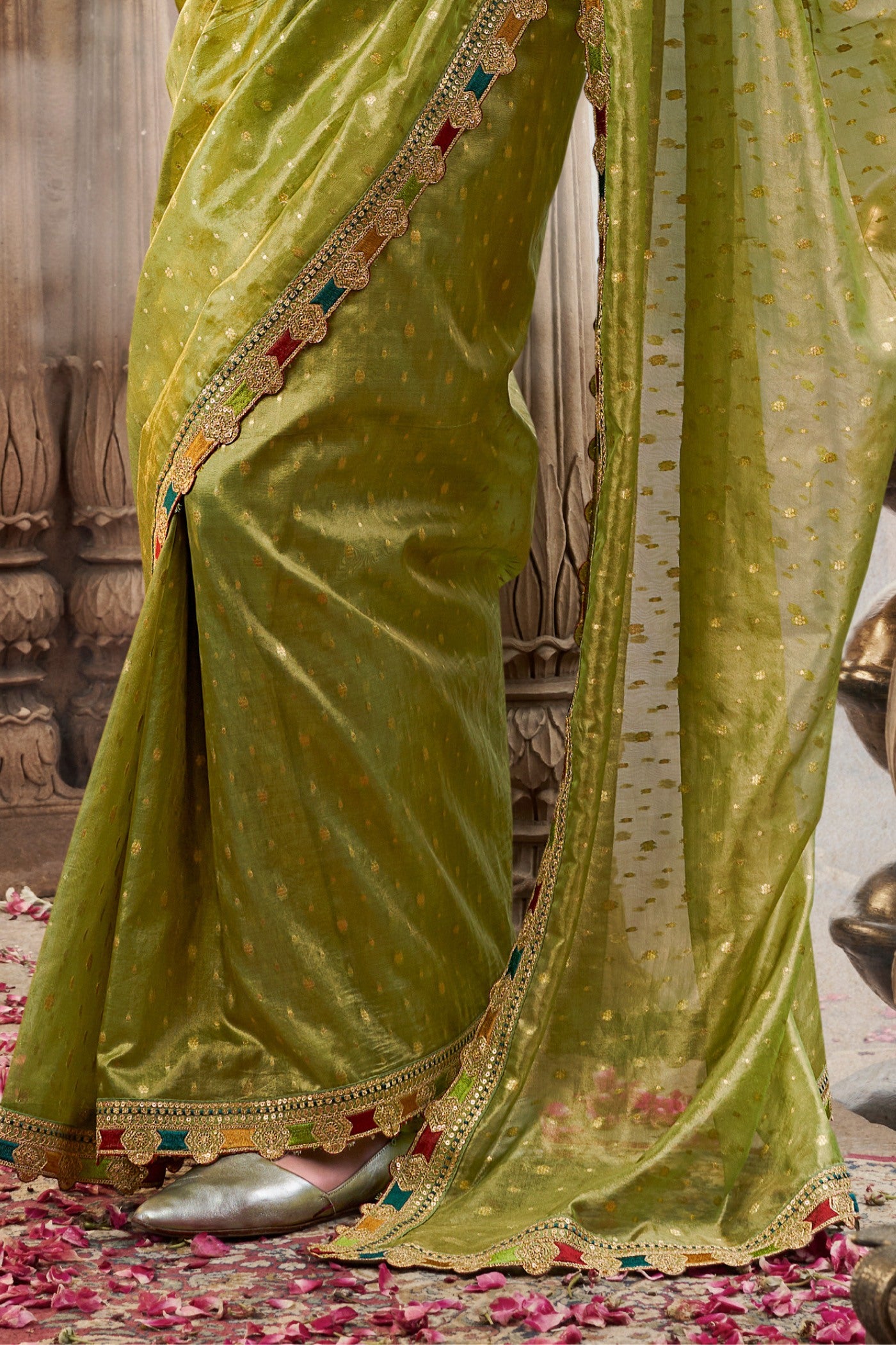 Buy MySilkLove Saratoga Green Tissue Designer Saree Online