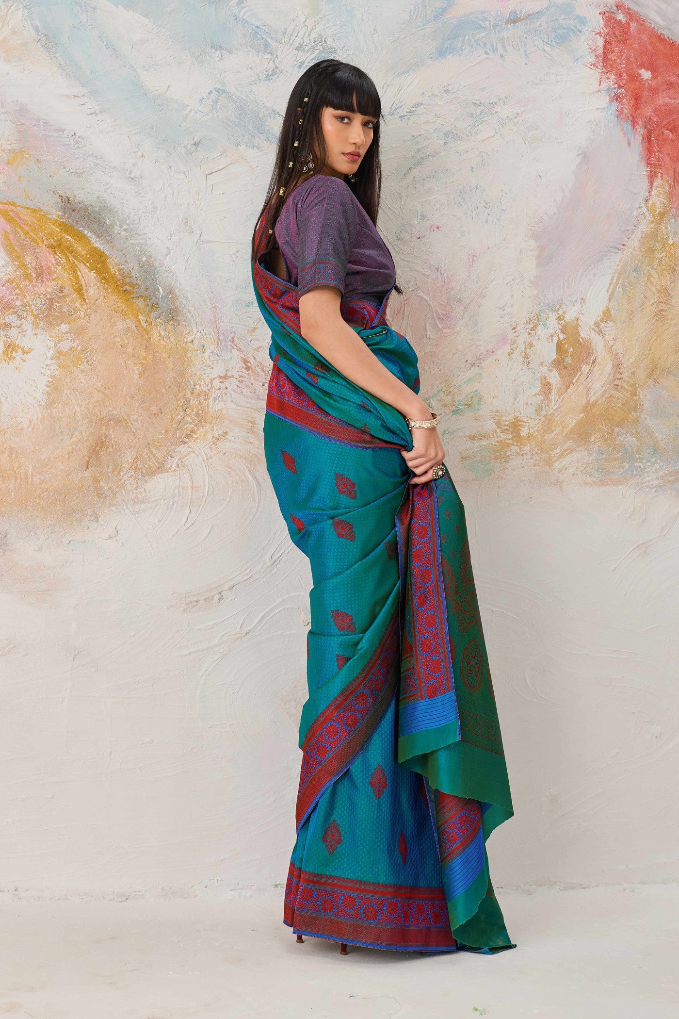 Buy MySilkLove Berkeley Blue Woven Tanchoi Kanjivaram Saree Online