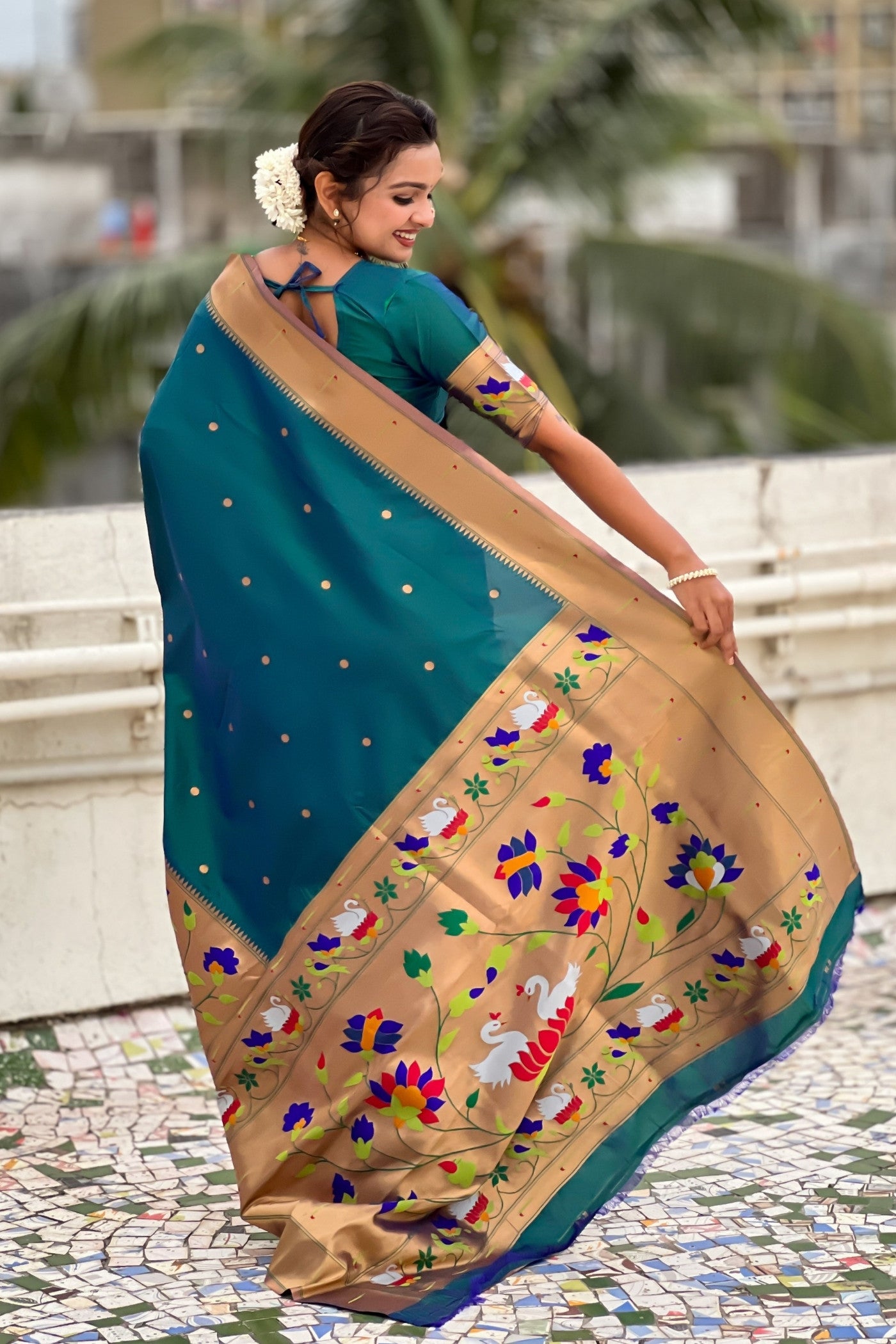 Buy MySilkLove Mint Green Woven Paithani Saree Online