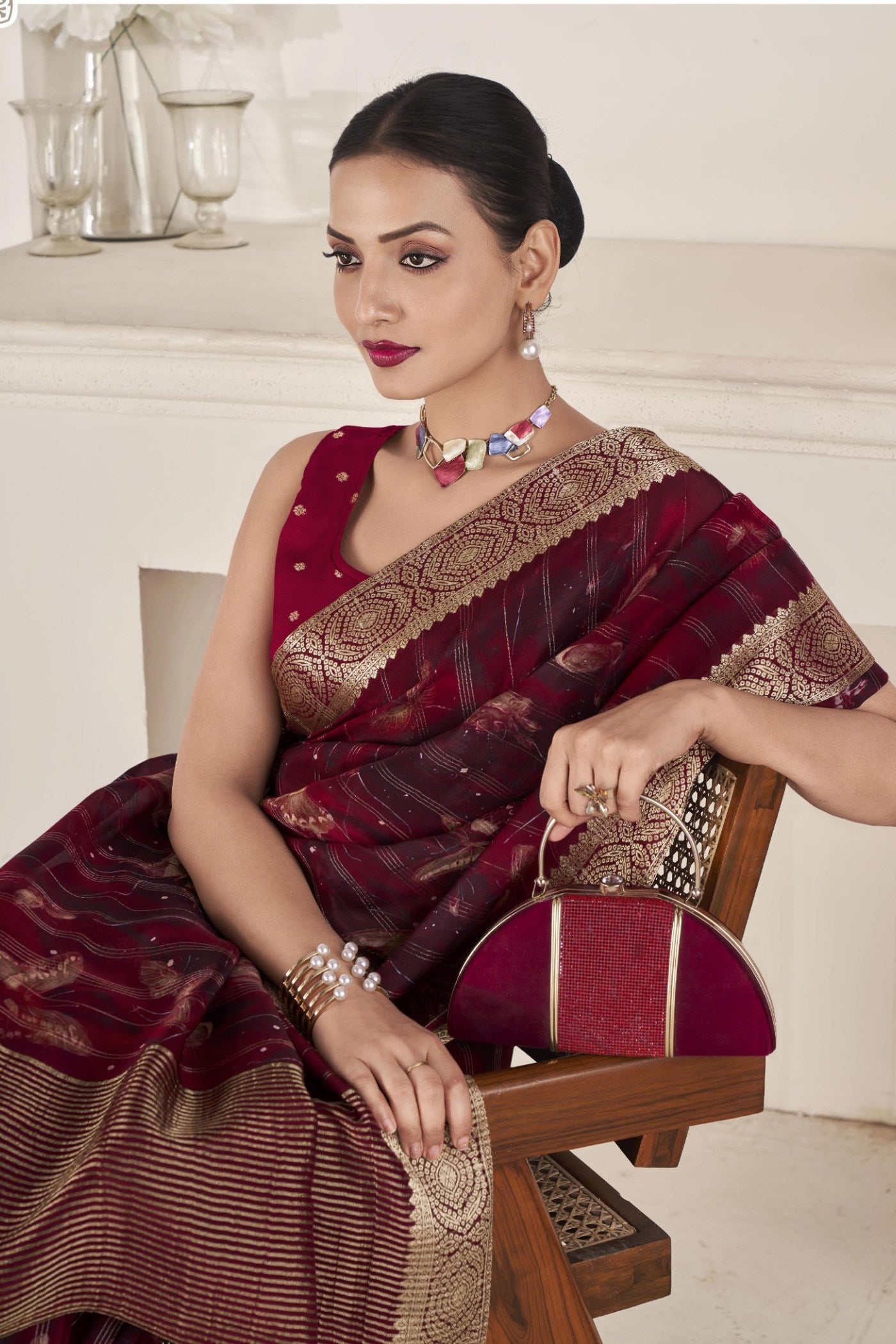 MySilkLove Buccaneer Maroon Banarasi Silk Saree