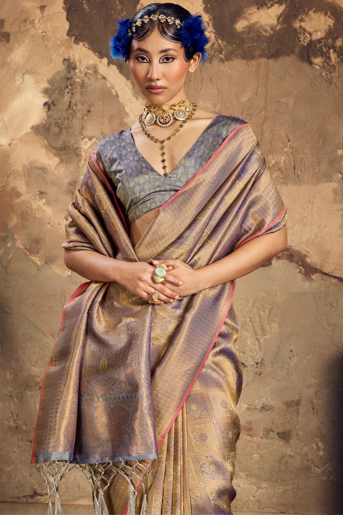 Buy MySilkLove Wisteria Purple Kanjivaram Handloom Saree Online