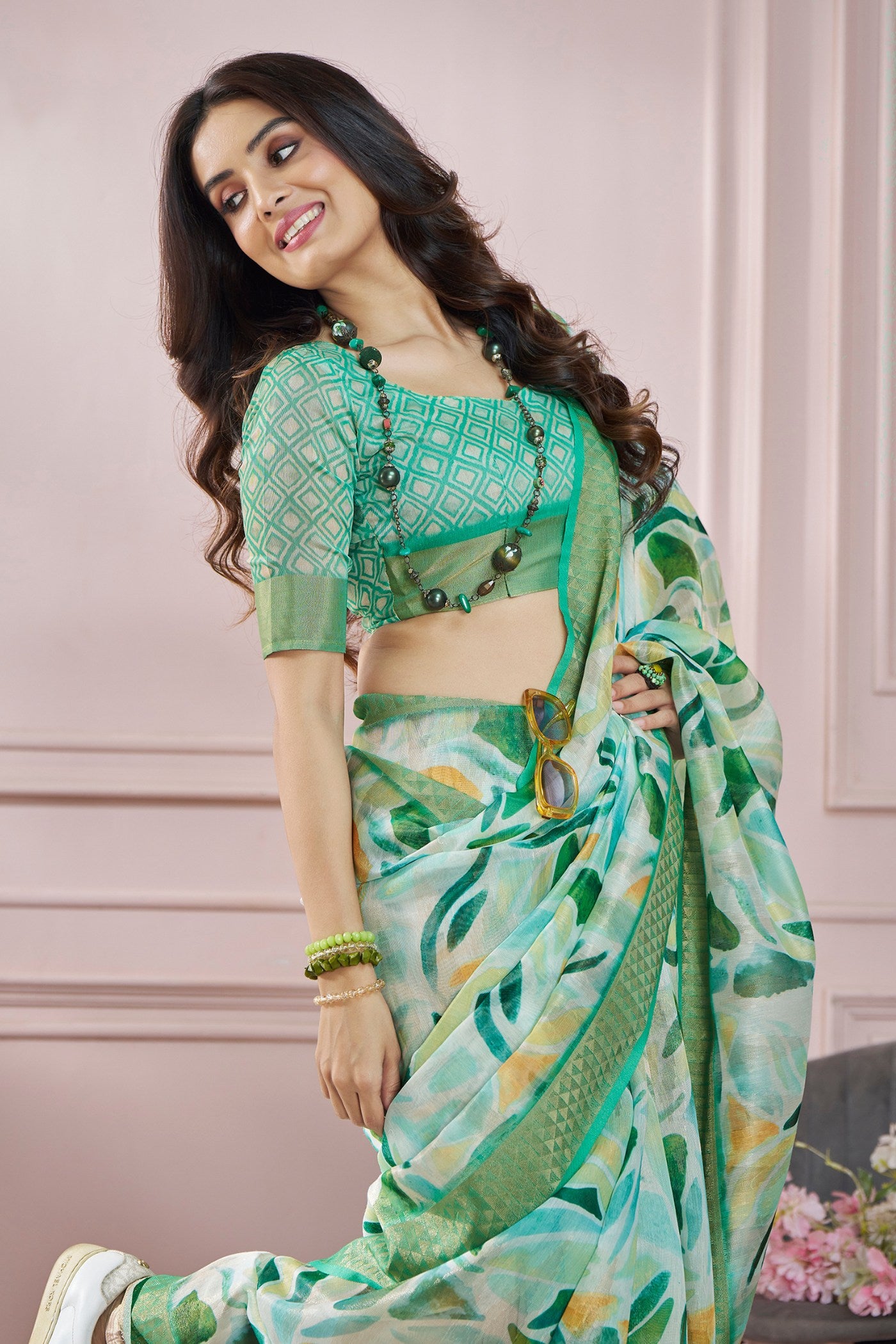 Buy MySilkLove Nilgiri Green Banarasi Silk saree Online