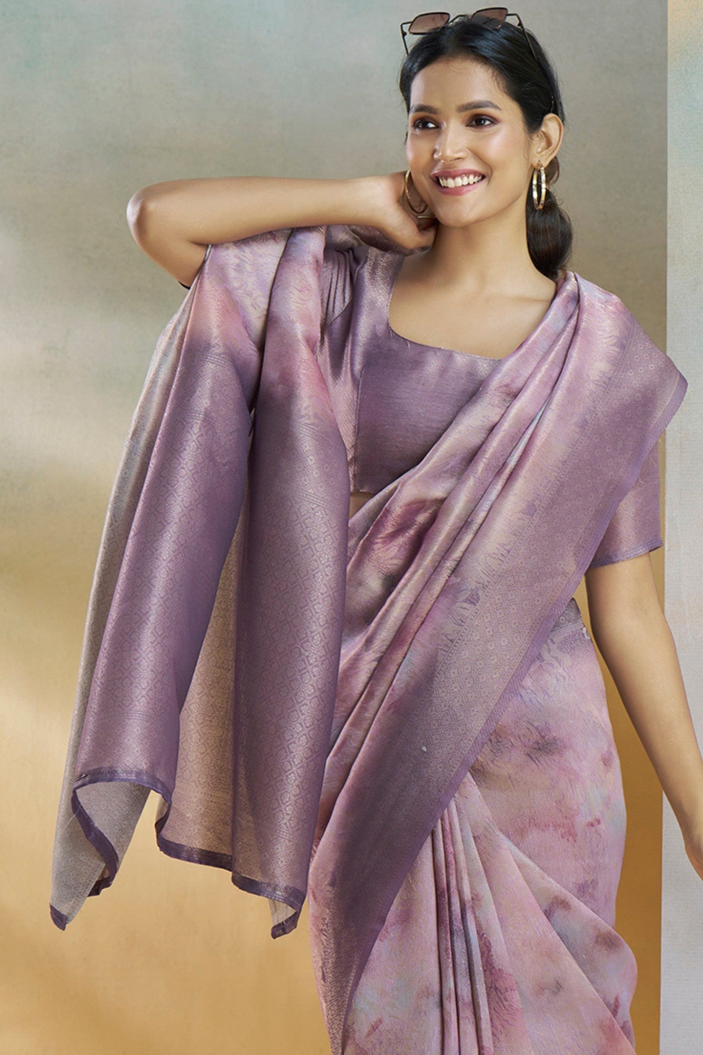 Buy MySilkLove Greyish Purple Banarasi Handloom Saree Online