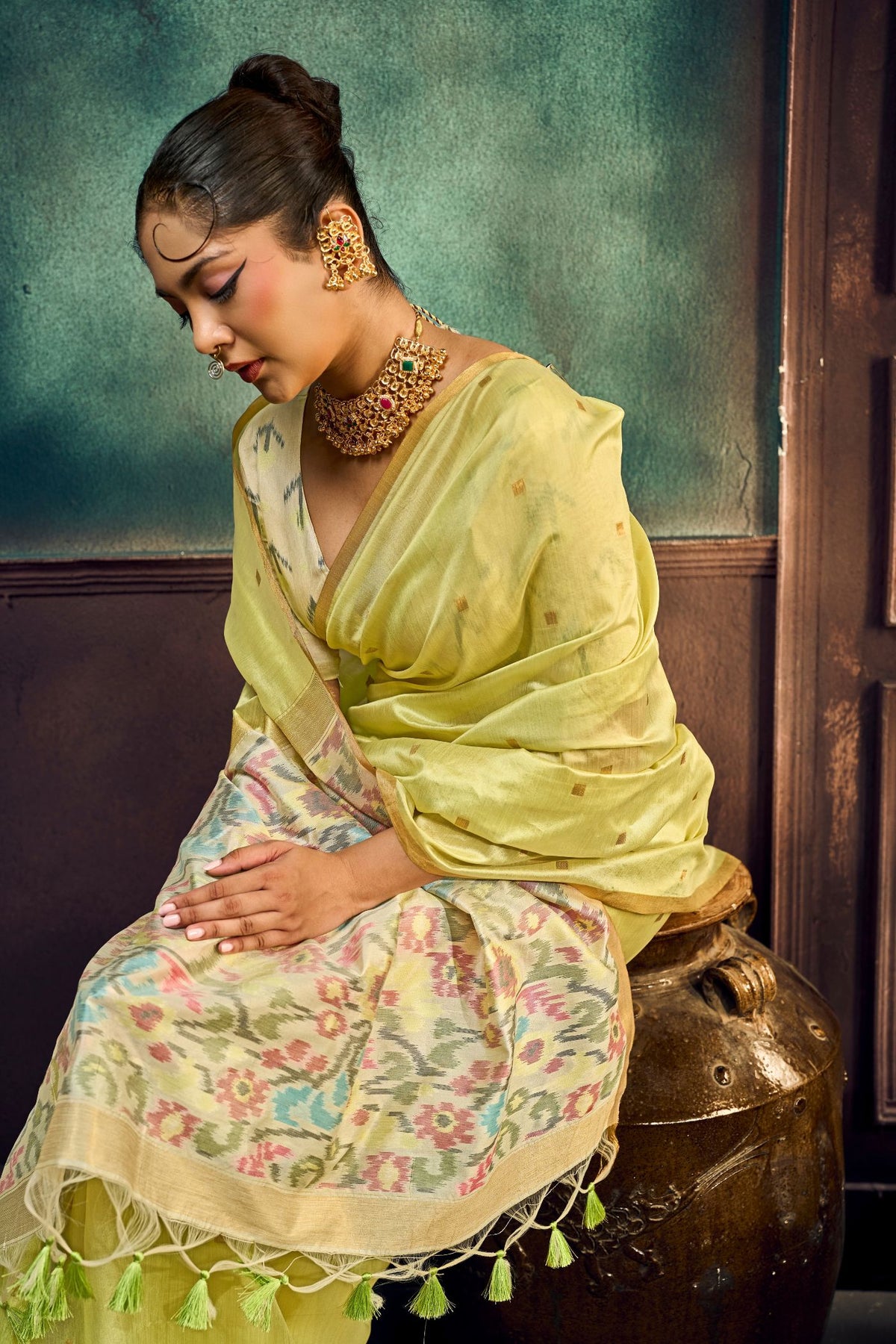 Buy MySilkLove Basil Green Handloom Silk Saree Online