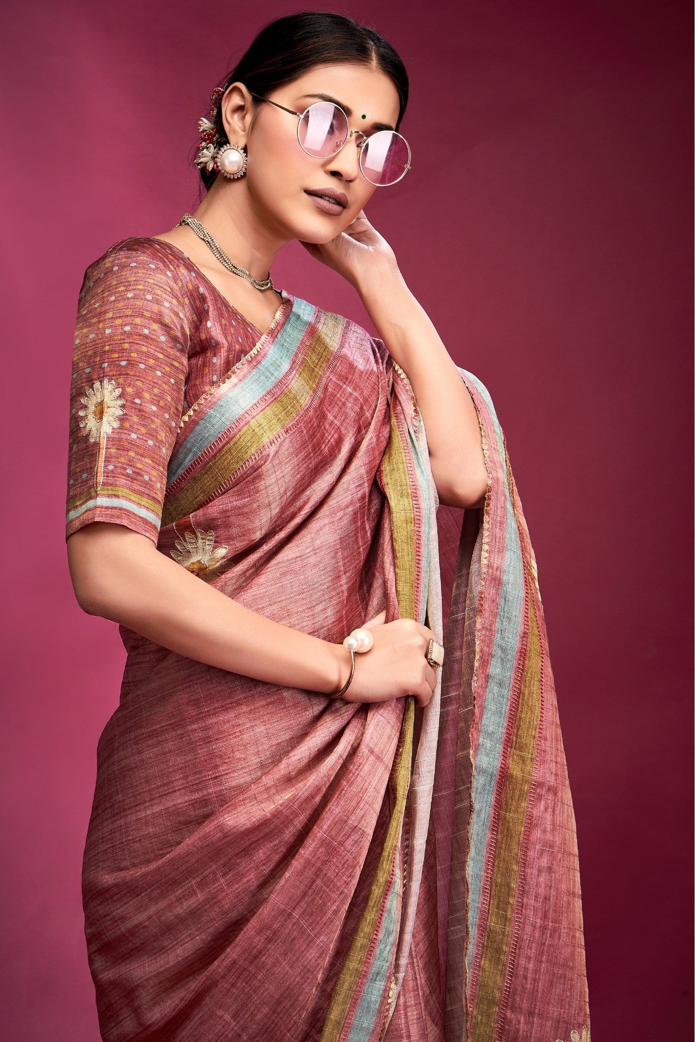 MySilkLove Lotus Pink Woven Tussar Silk Saree