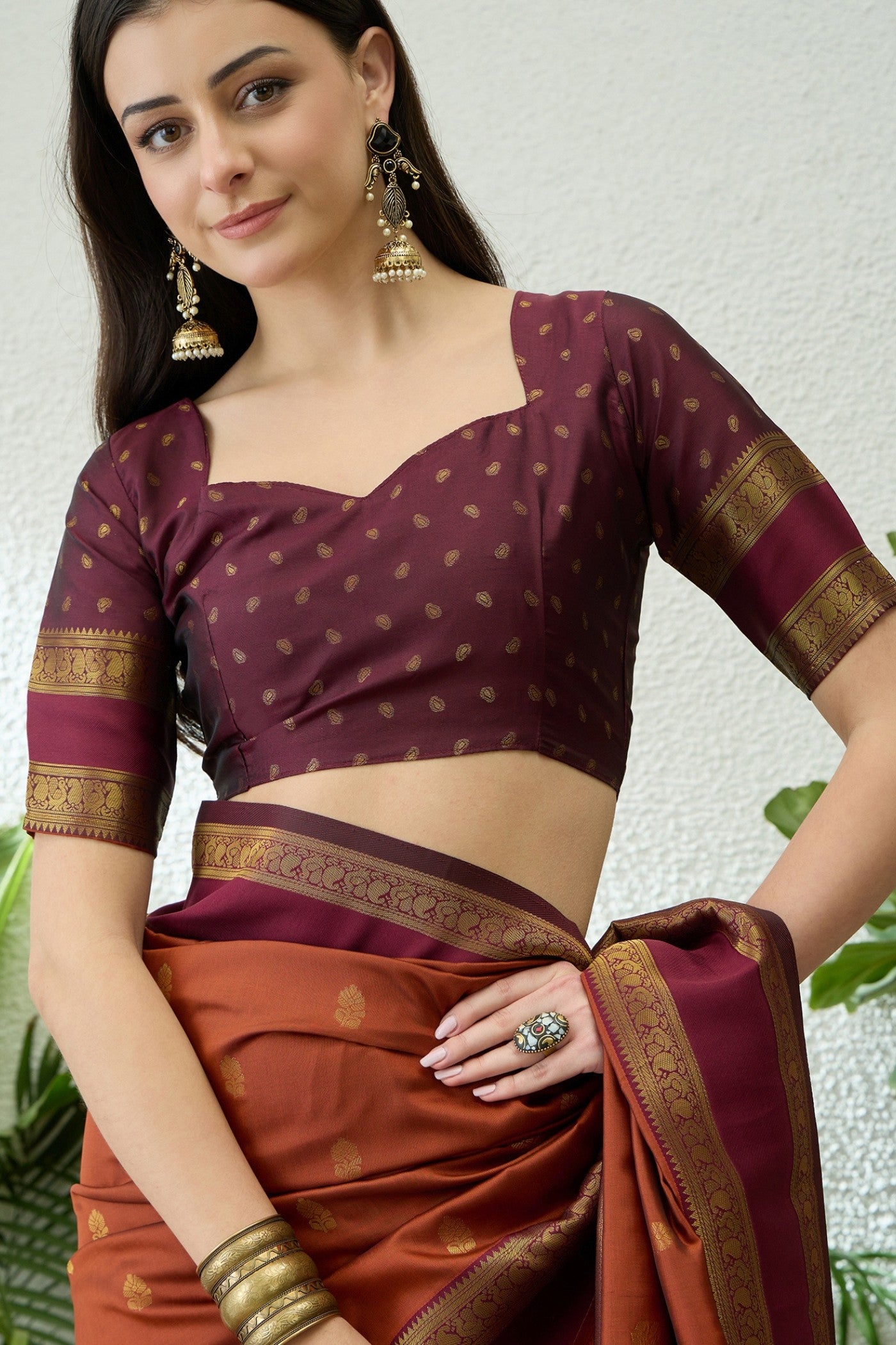 Buy MySilkLove Bistre Brown Banarasi Woven Soft Silk Saree Online