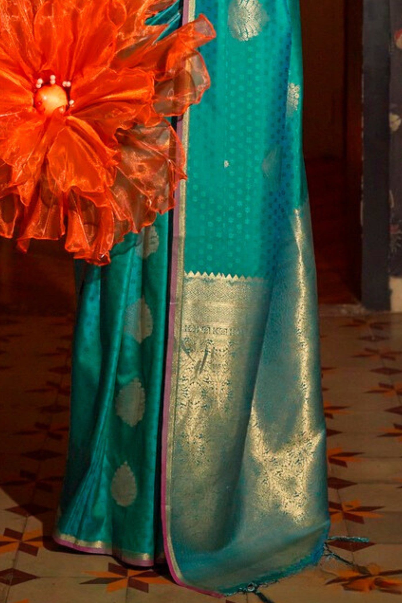 Buy MySilkLove Winter Blue Handloom Banarasi Saree Online