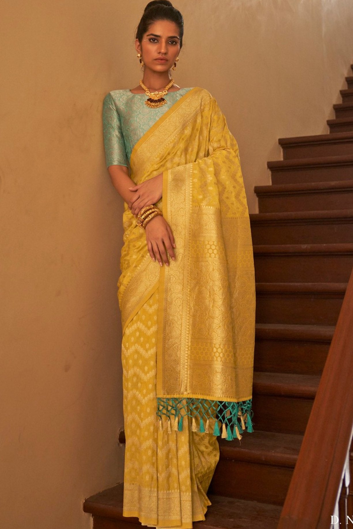 Buy MySilkLove Ronchi Yellow Zari Woven Banarasi Saree Online