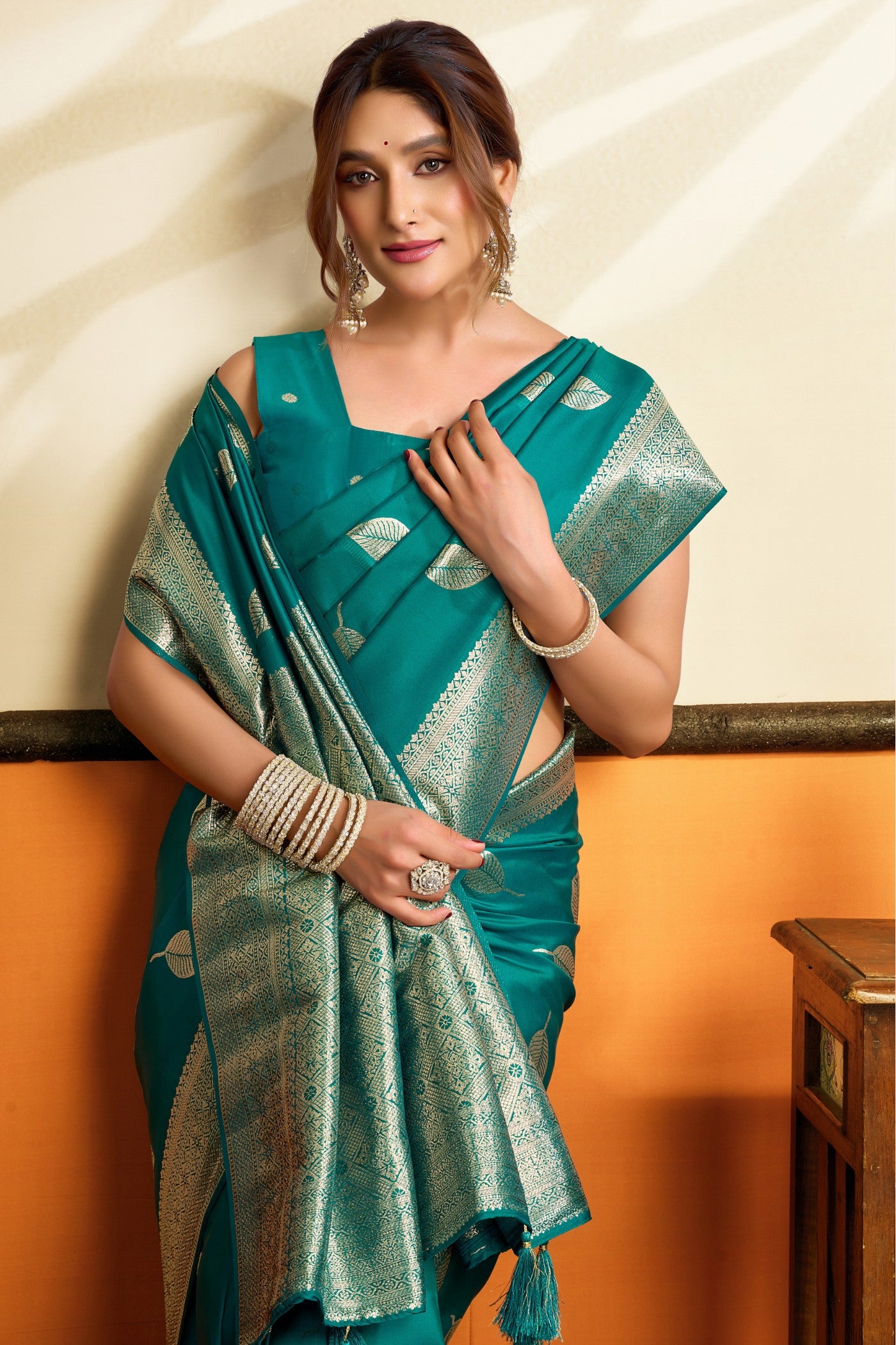 Buy MySilkLove Celtic Blue Woven Banarasi Saree Online