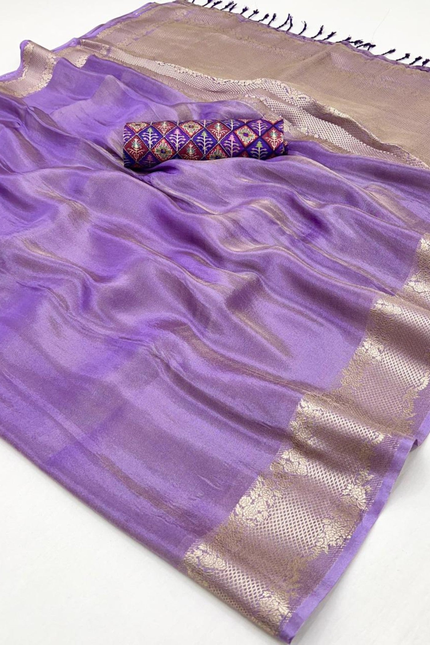 Buy MySilkLove Lily Purple Tissue Silk Saree Online