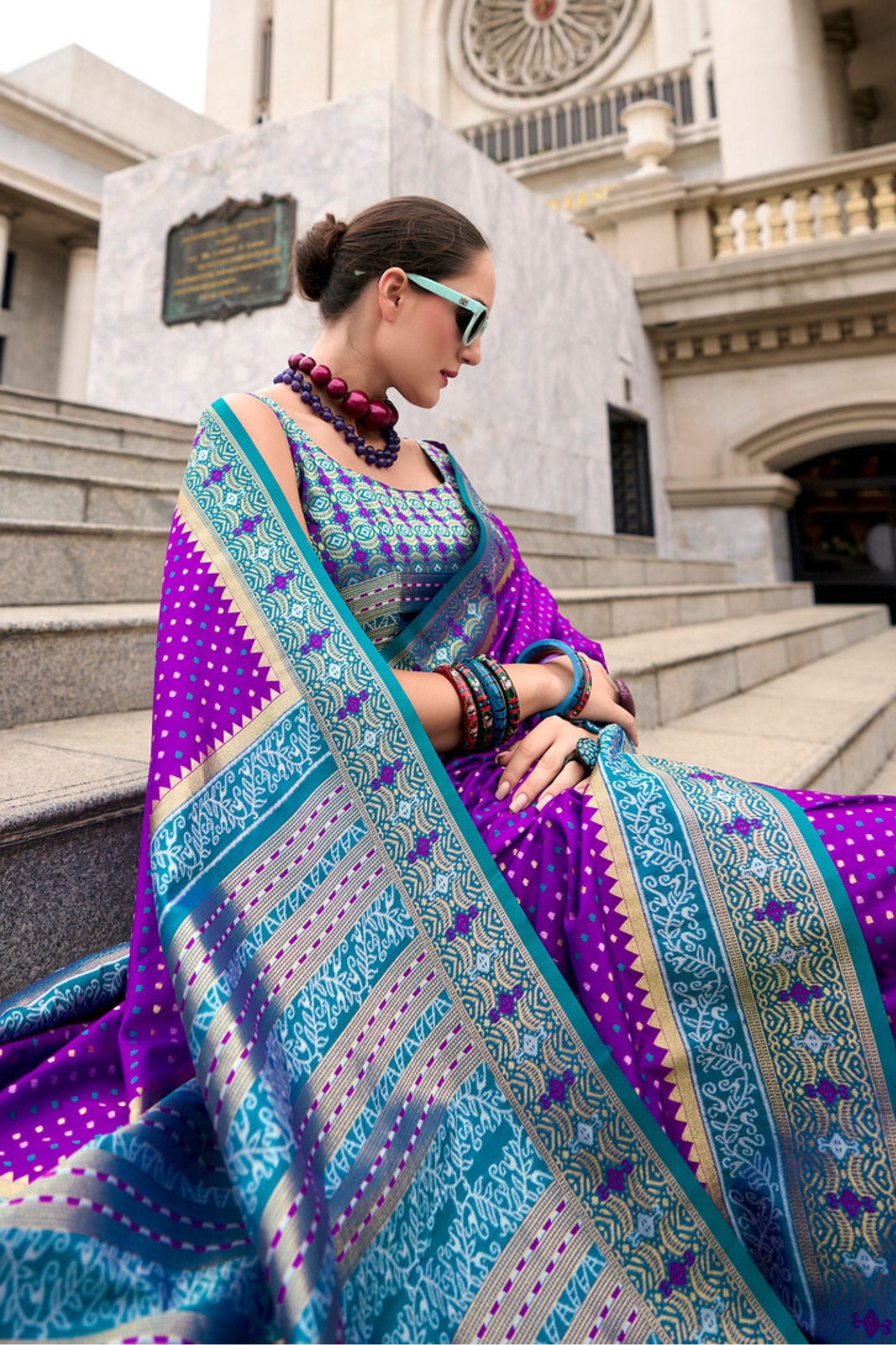 MySilkLove Seance Purple Woven Banarasi Saree