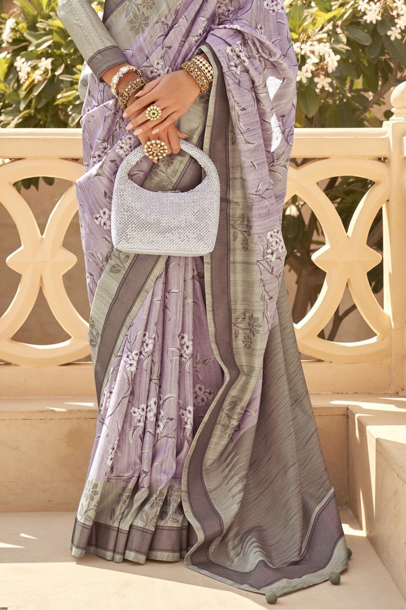 Buy MySilkLove Lilac Luster Purple Banarasi Handloom Saree Online