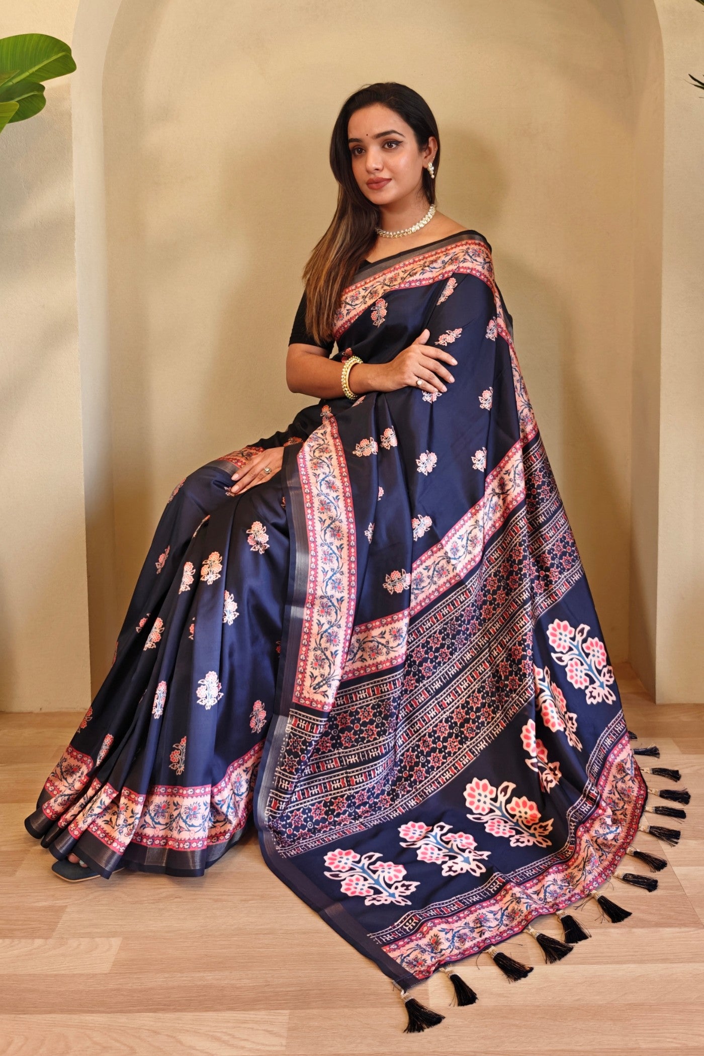 Buy MySilkLove Liberty Blue Digital Printed Saree Online