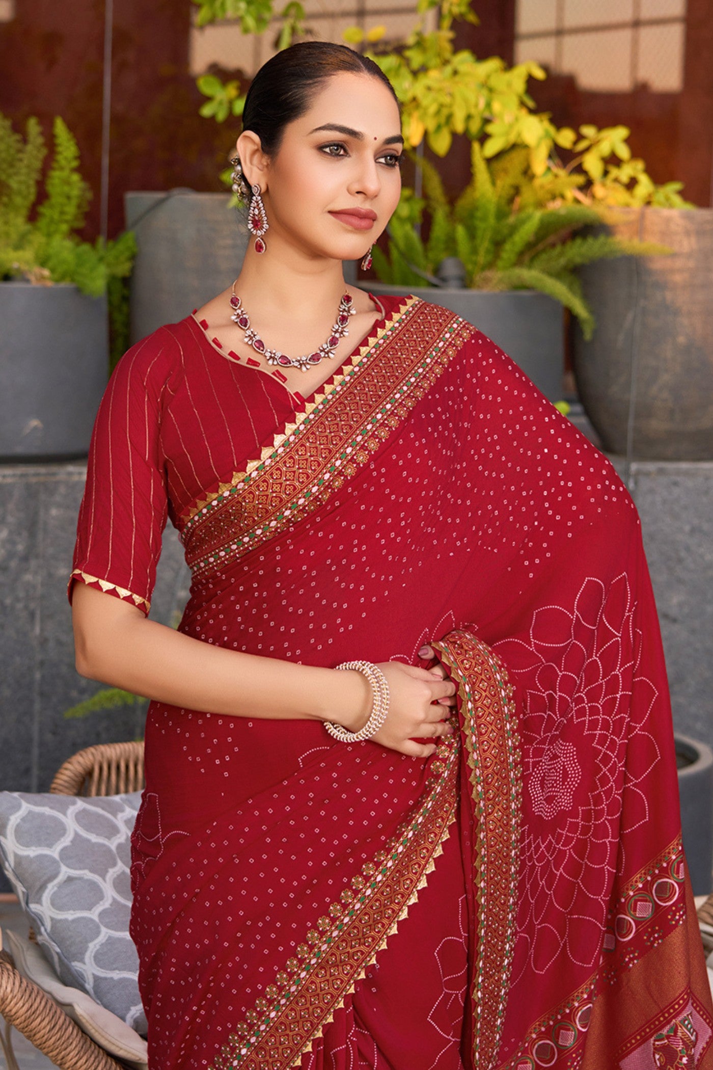 MySilkLove Imperial Red Printed Cotton Saree