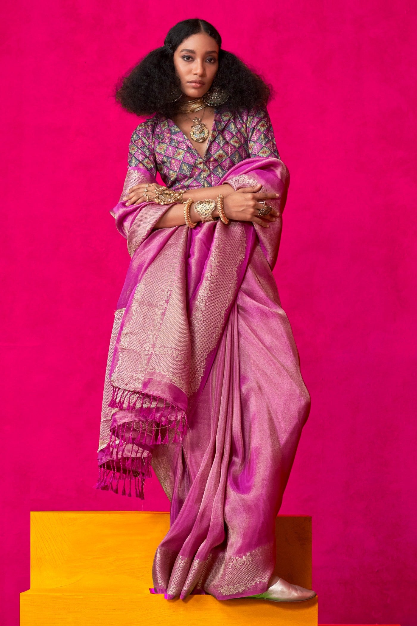 Buy MySilkLove Blossom Pink Tissue Silk Saree Online