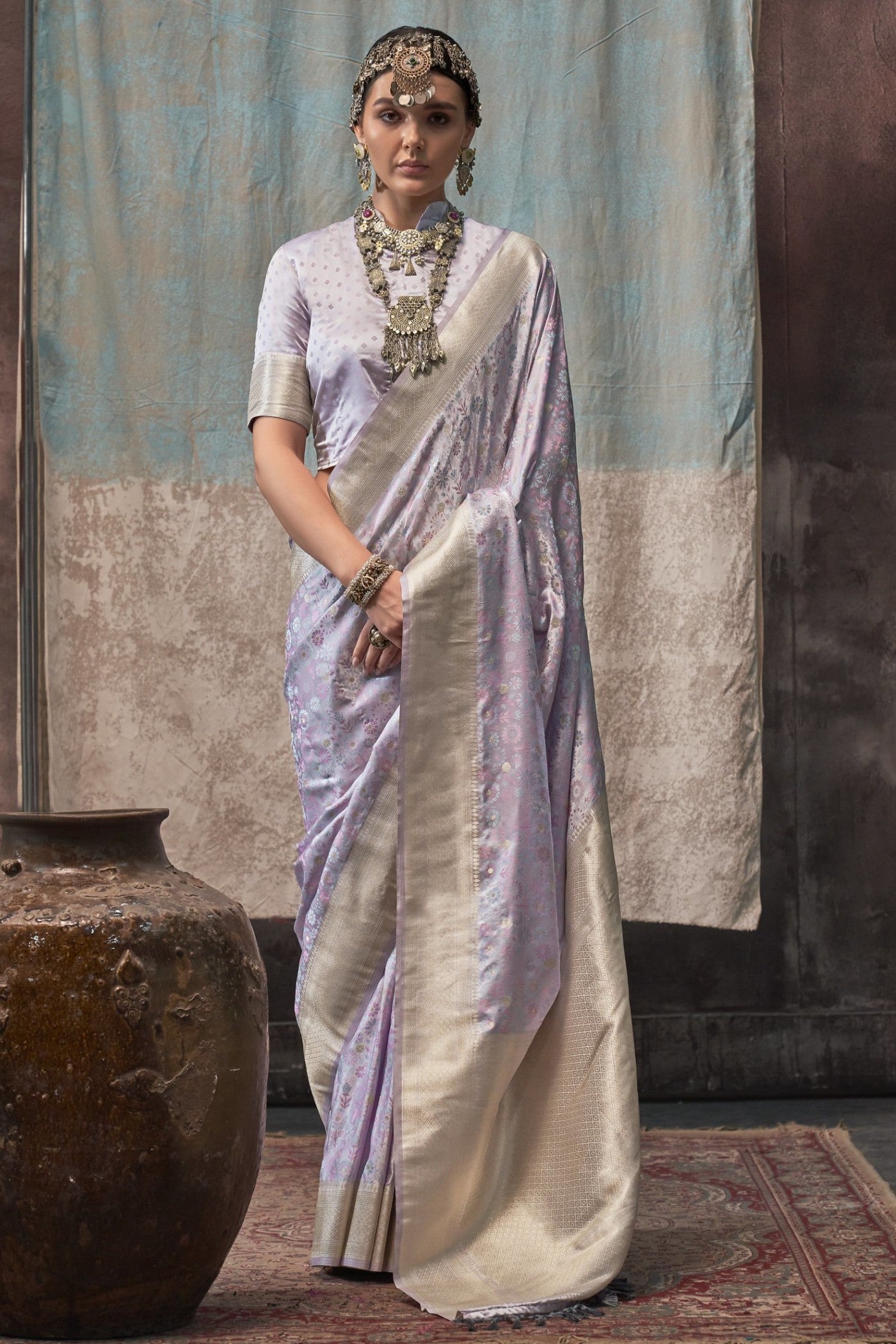 Buy MySilkLove Shadows Grey Banarasi Handloom Saree Online