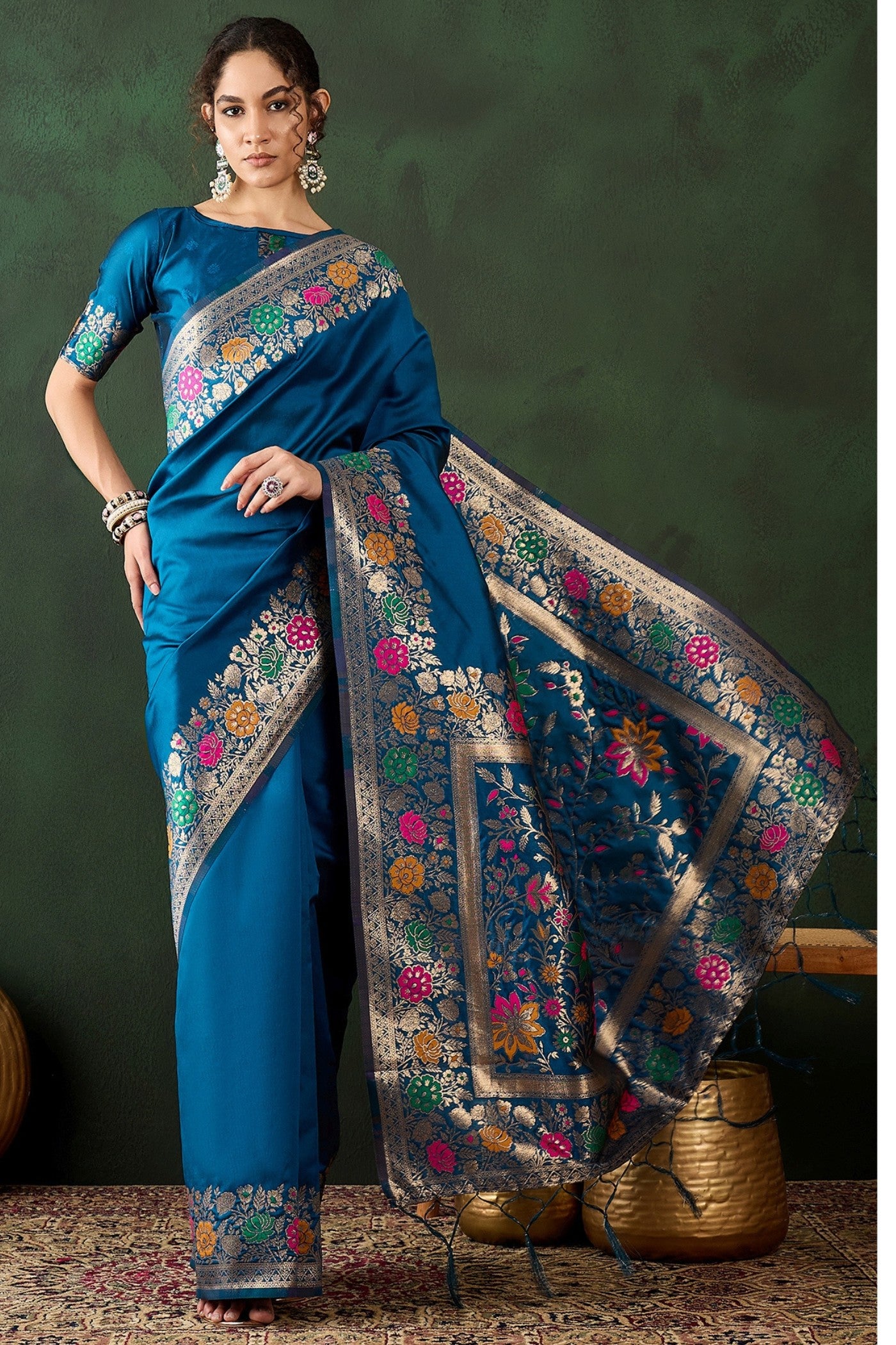 Buy MySilkLove Royal Blue Blue Banarasi Designer Saree Online