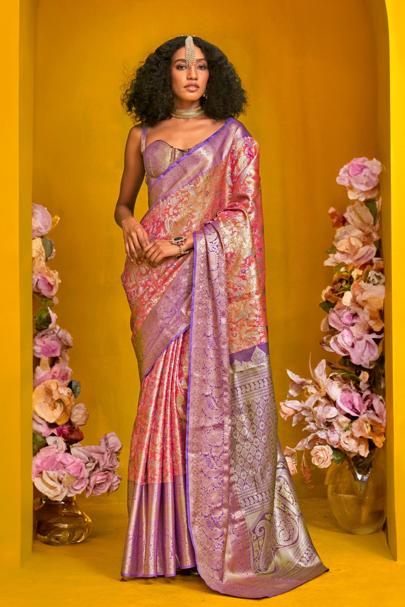 Buy MySilkLove Apple Blossom Pink Handloom Kanjivaram Saree Online