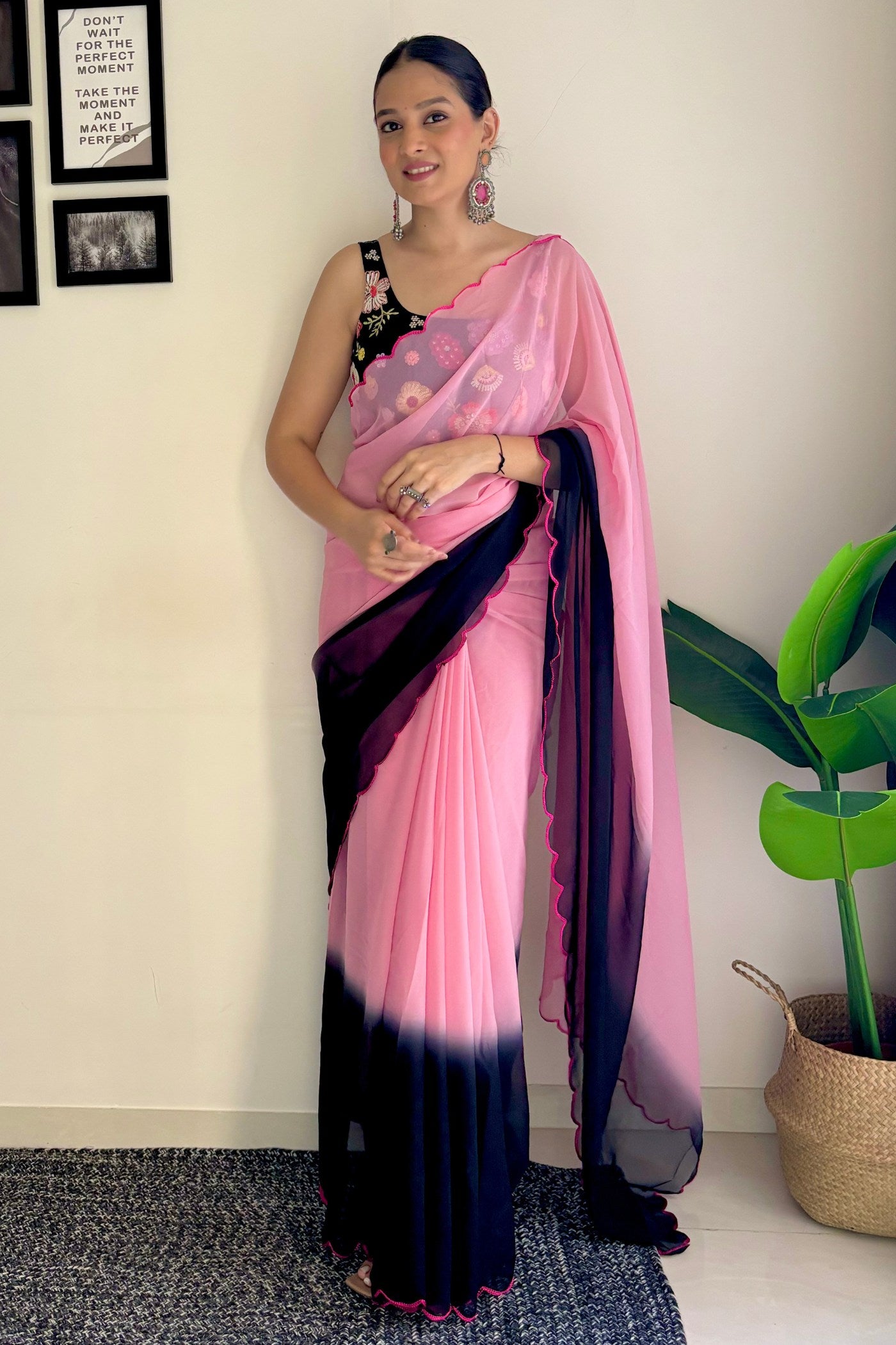 Buy MySilkLove Baby Pink Georgette Saree Online