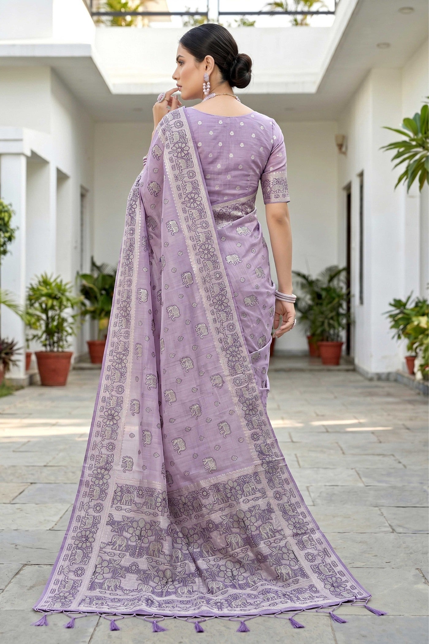 Buy MySilkLove Liseran Purple Soft Cotton Printed Saree Online