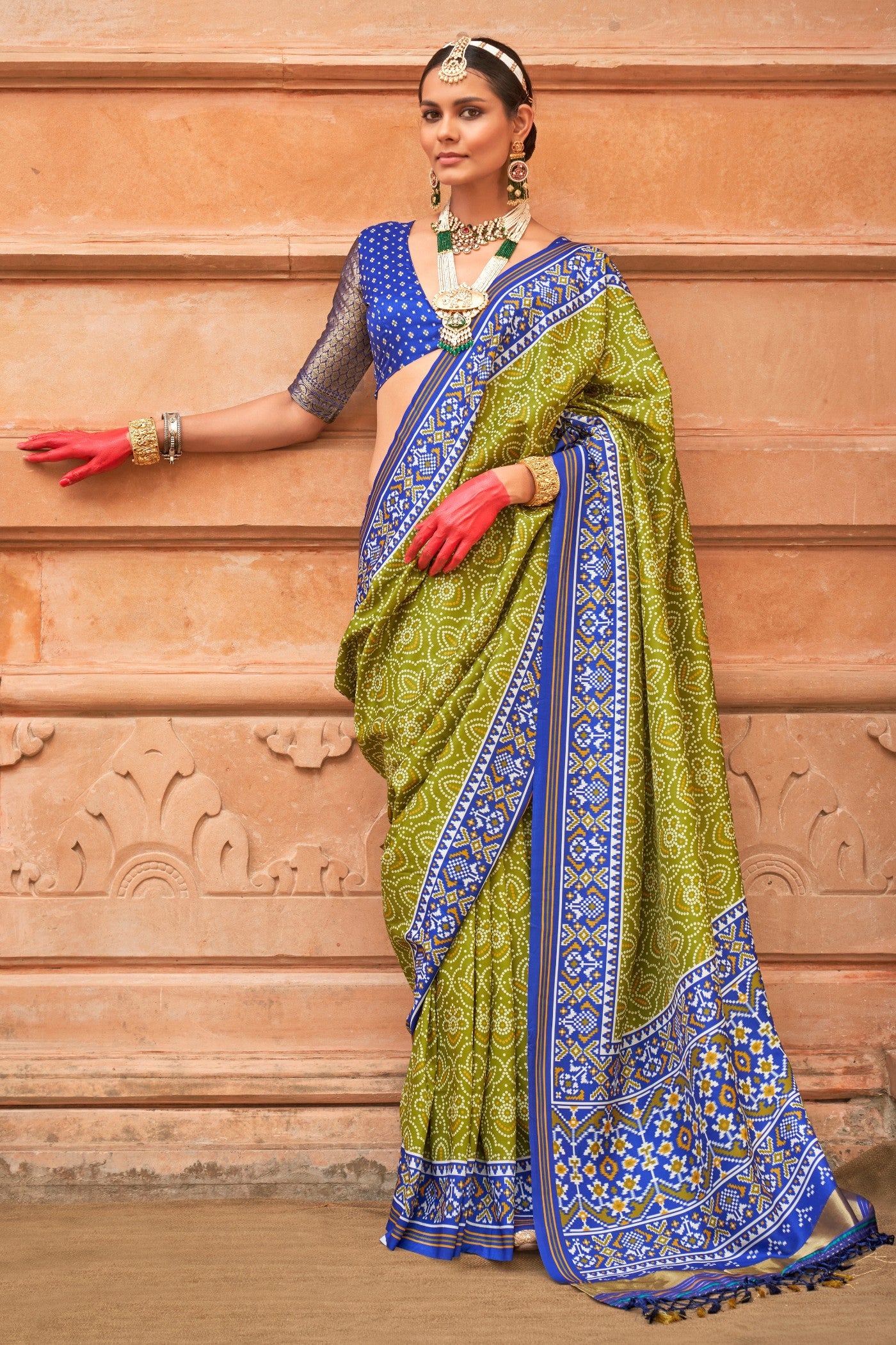 Buy MySilkLove Husk Green Printed Patola Saree Online