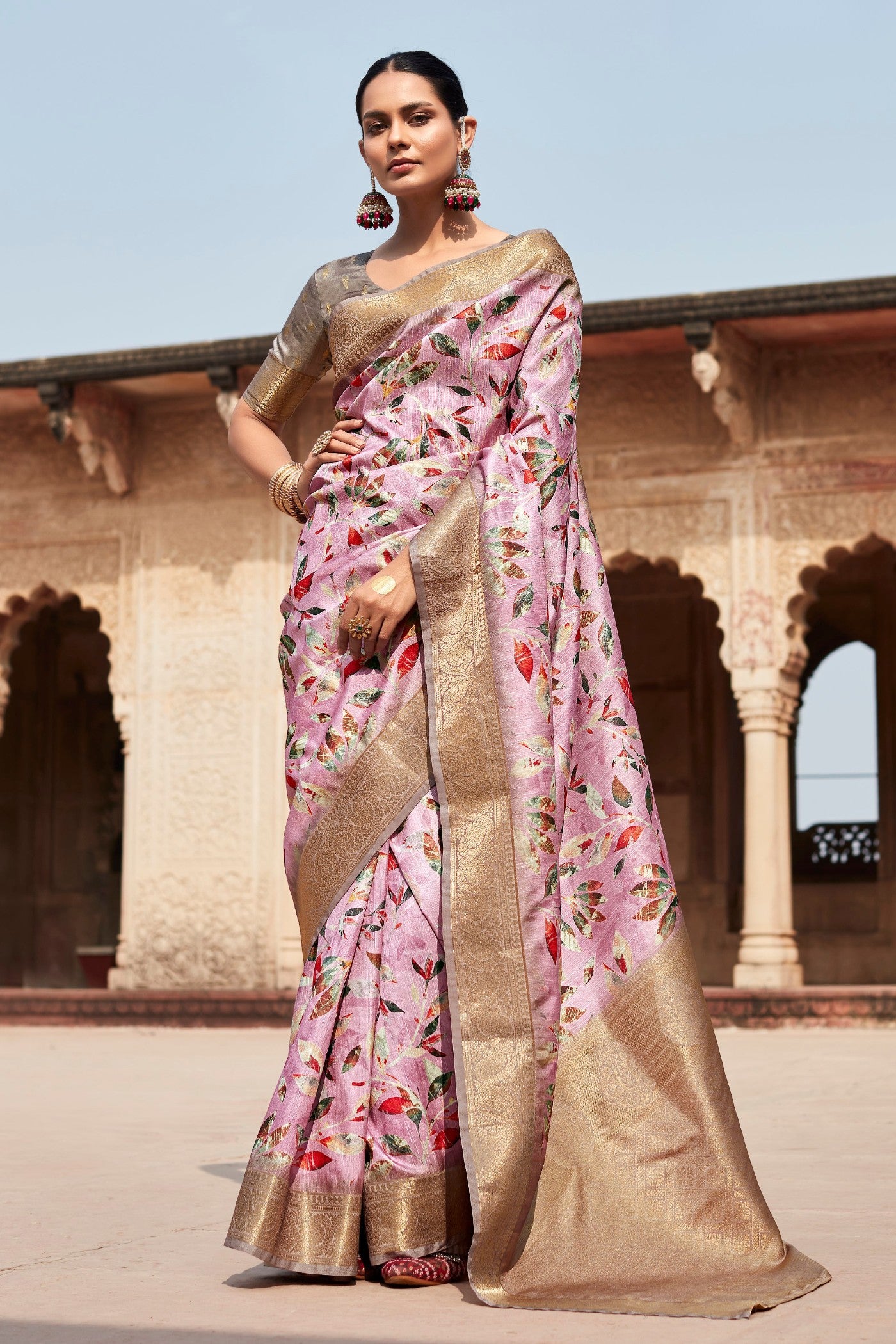 Buy MySilkLove Cupid Pink Banarasi Handloom Saree Online