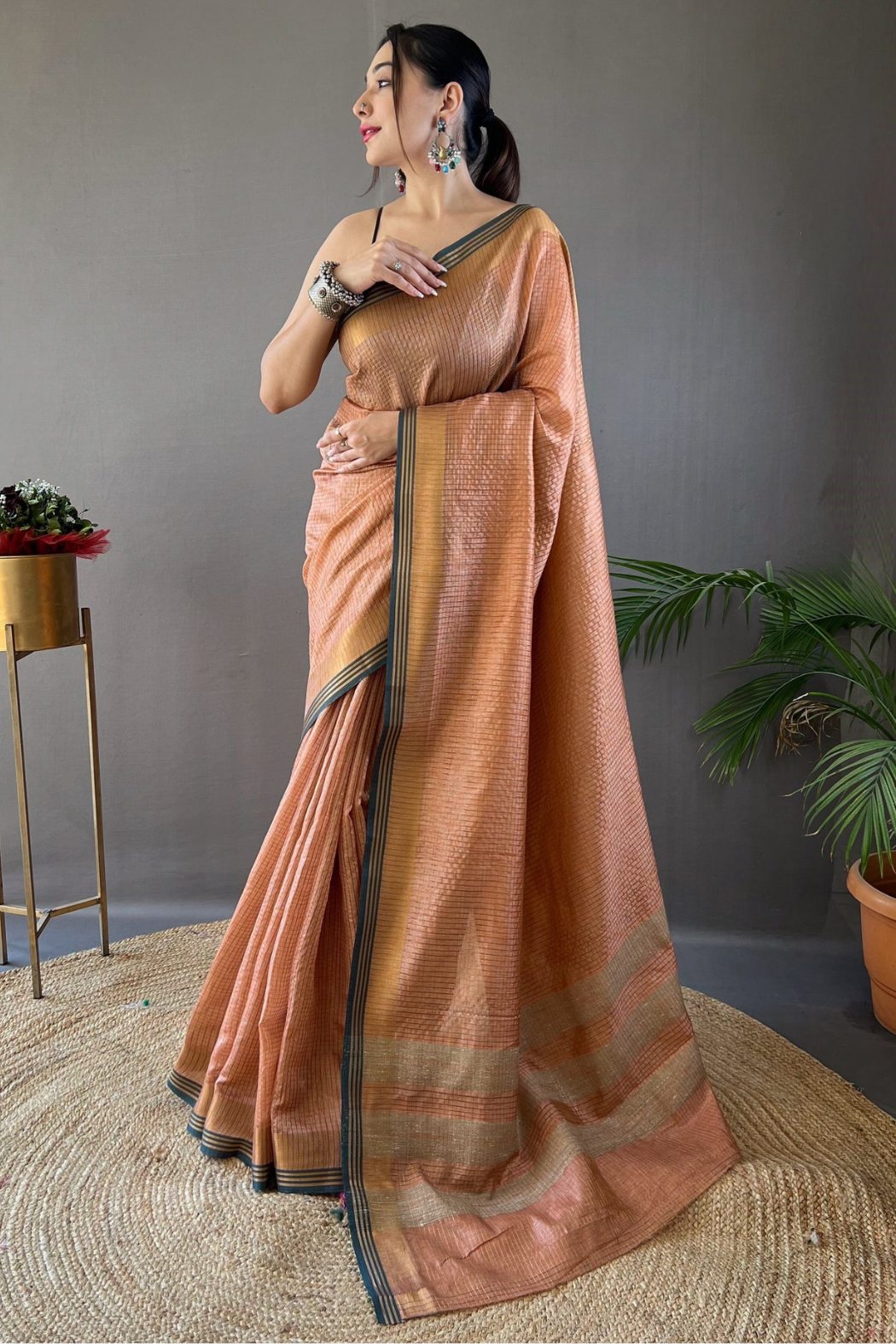 Buy MySilkLove Copperfield Orange Organza Woven Saree Online