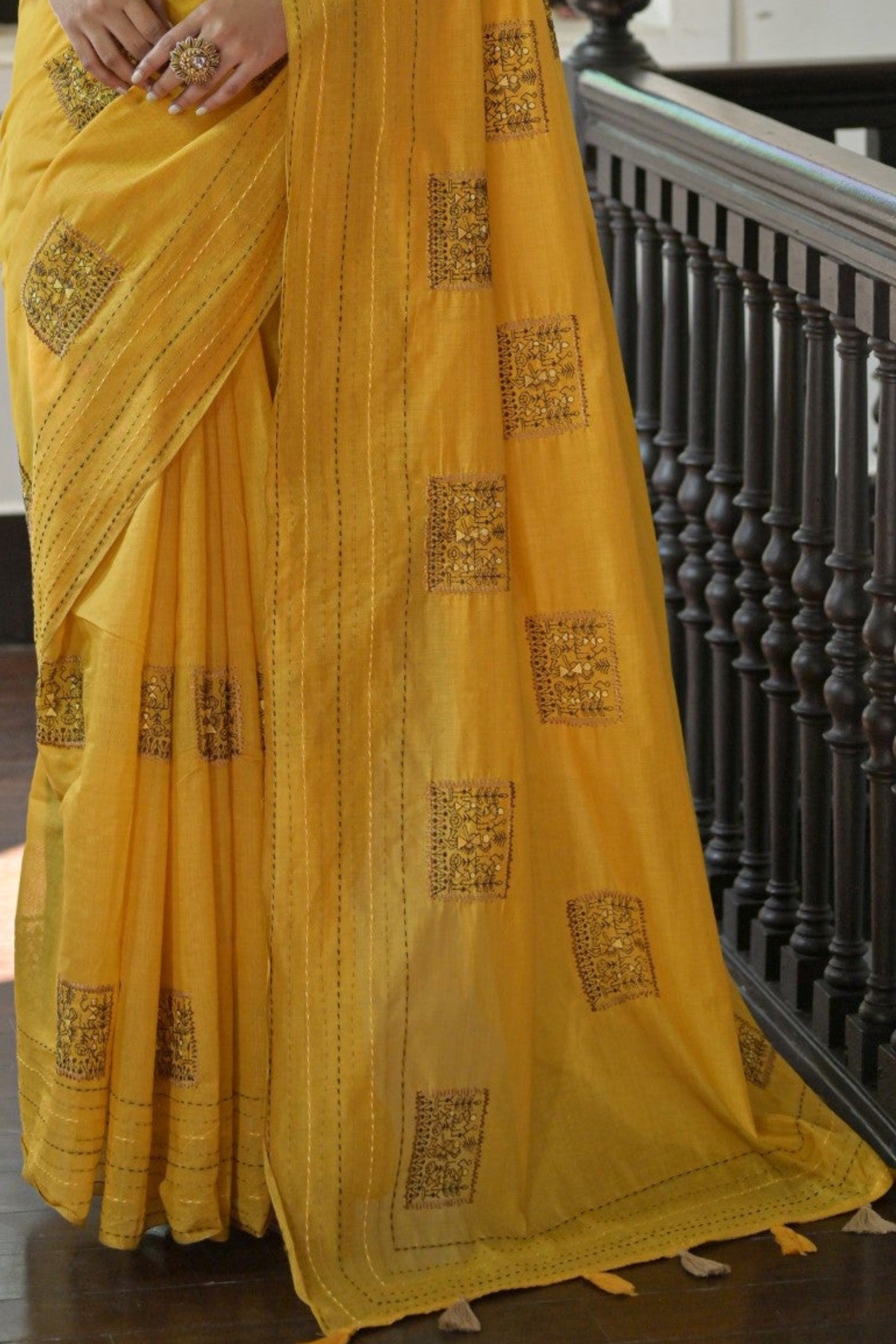 Buy MySilkLove Canary Yellow Linen Soft Silk Saree Online