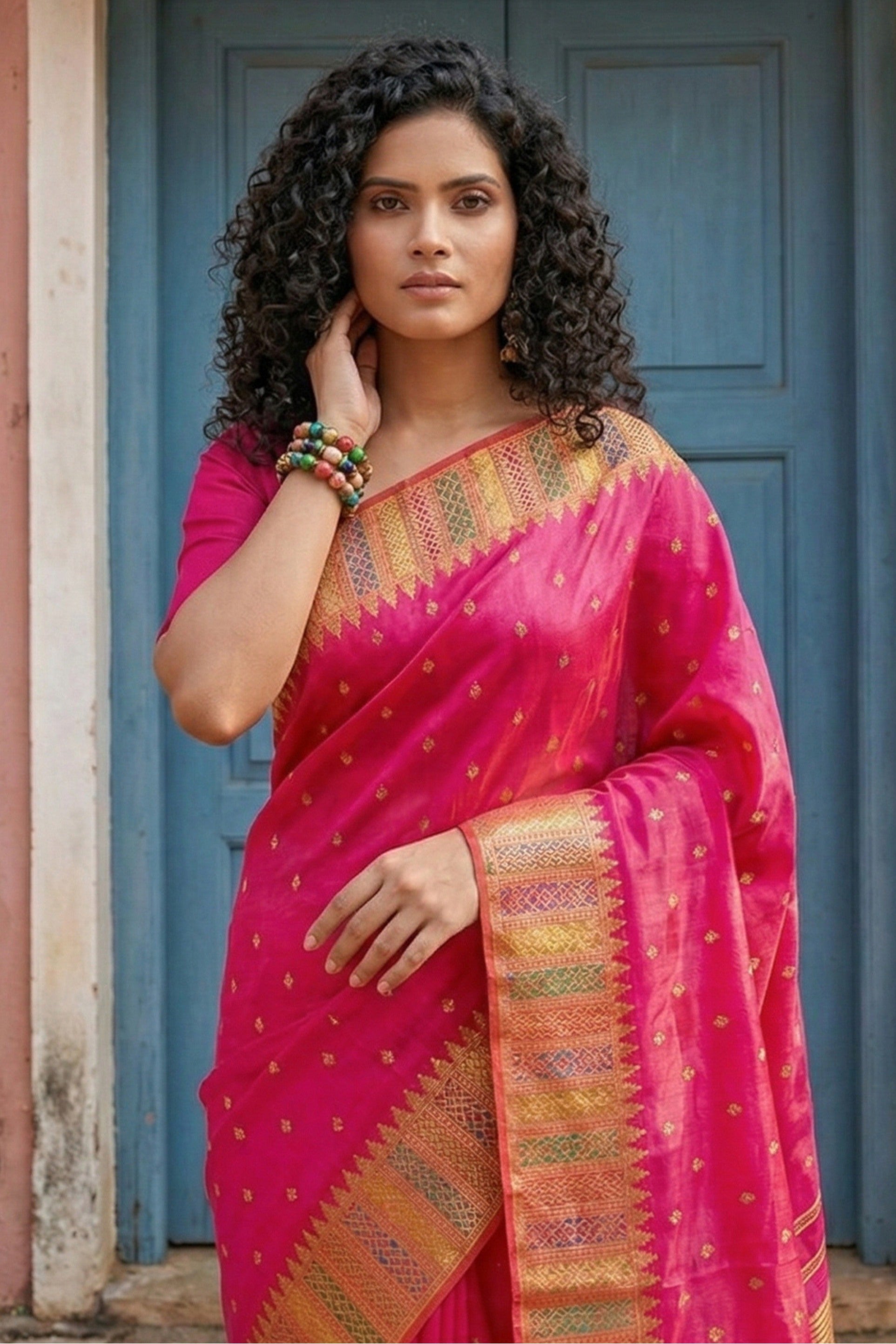 MySilkLove Fuchsia Pink Woven Banarasi Silk Saree