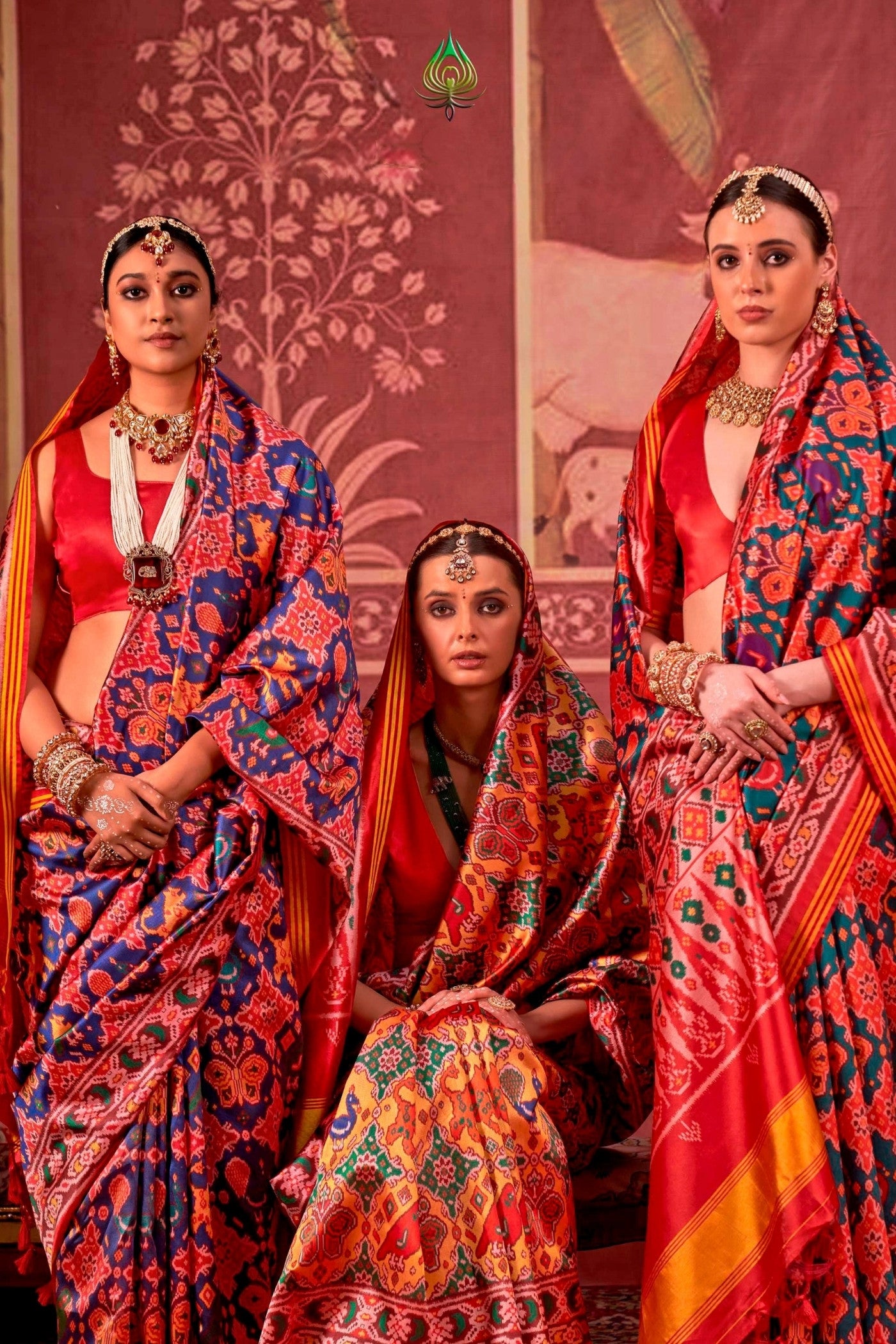 Buy MySilkLove Bahama Blue Printed Patola Saree Online