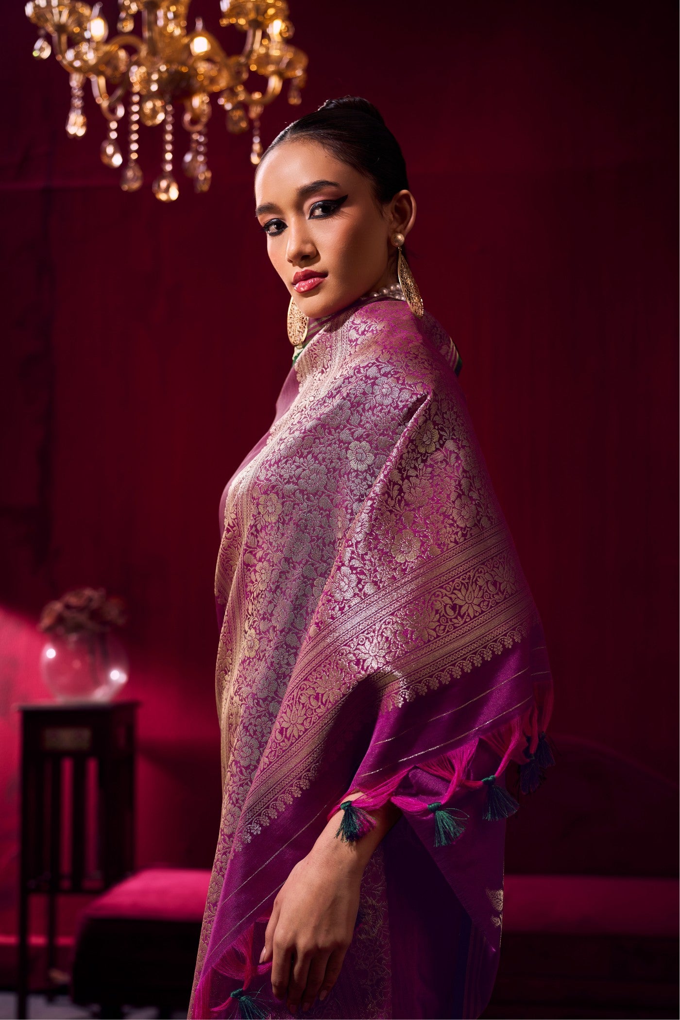 Buy MySilkLove Plum Purple Handloom Satin Soft Silk Saree Online