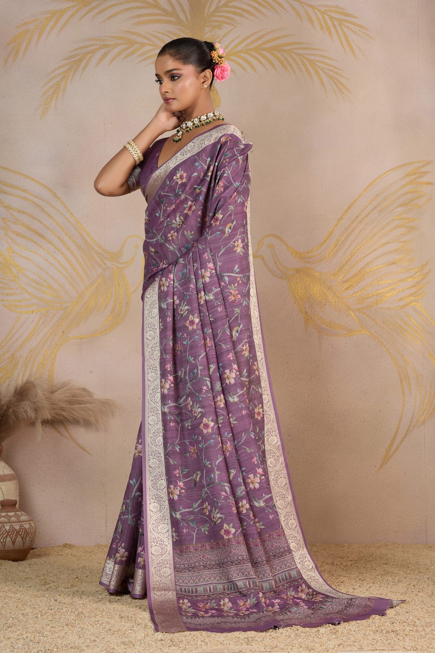 Buy MySilkLove Imperial Purple Viscose Digital Printed Saree Online
