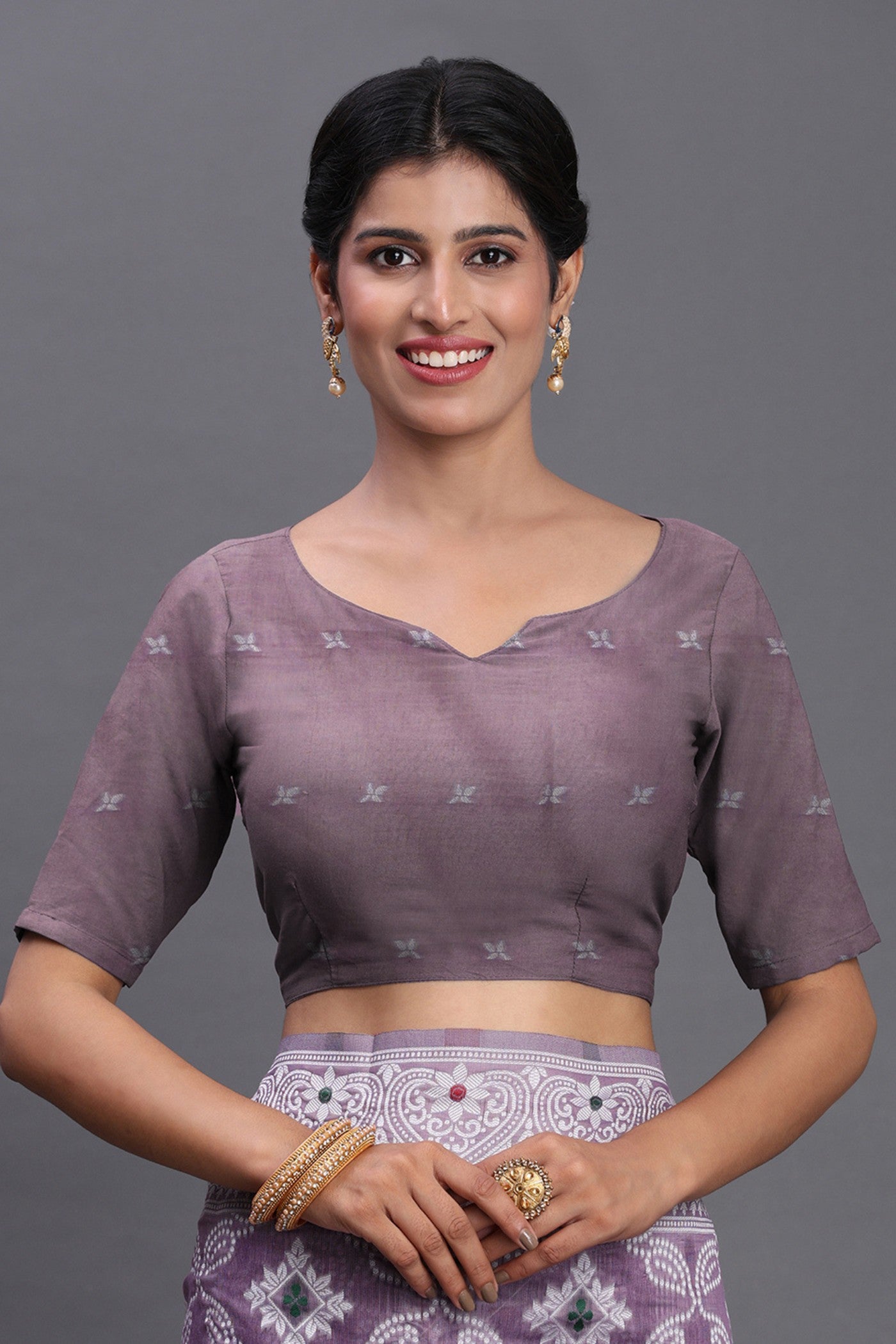 Buy MySilkLove Heather Purple Linen Cotton Saree Online