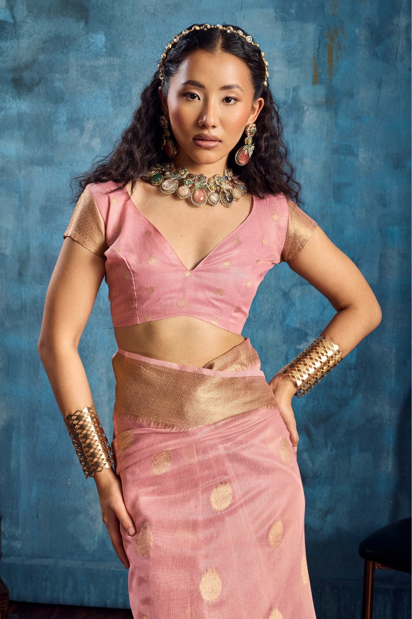Buy MySilkLove Cameo Pink Zari Woven Tissue Paithani Saree Online