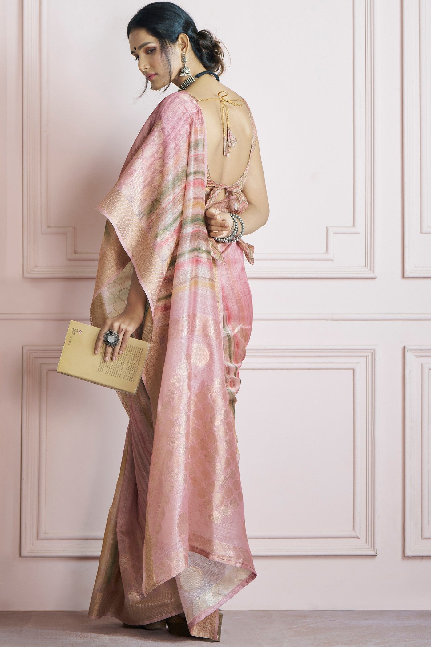 Buy MySilkLove Rodeo Dust Pink Handloom Khadi Silk Saree Online