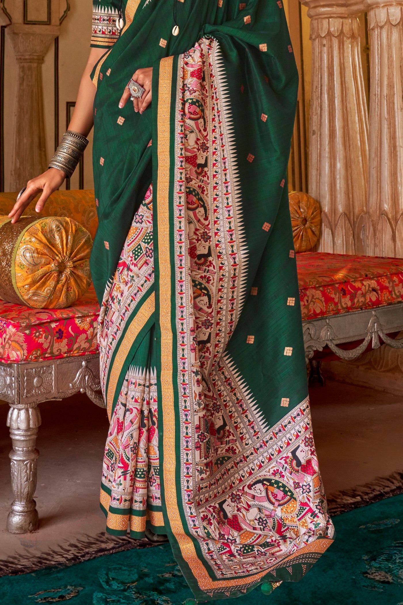 Buy MySilkLove Oxalis Green Printed Patola Saree Online