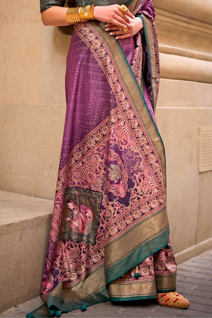 Buy MySilkLove Twilight Purple Printed Patola Saree Online