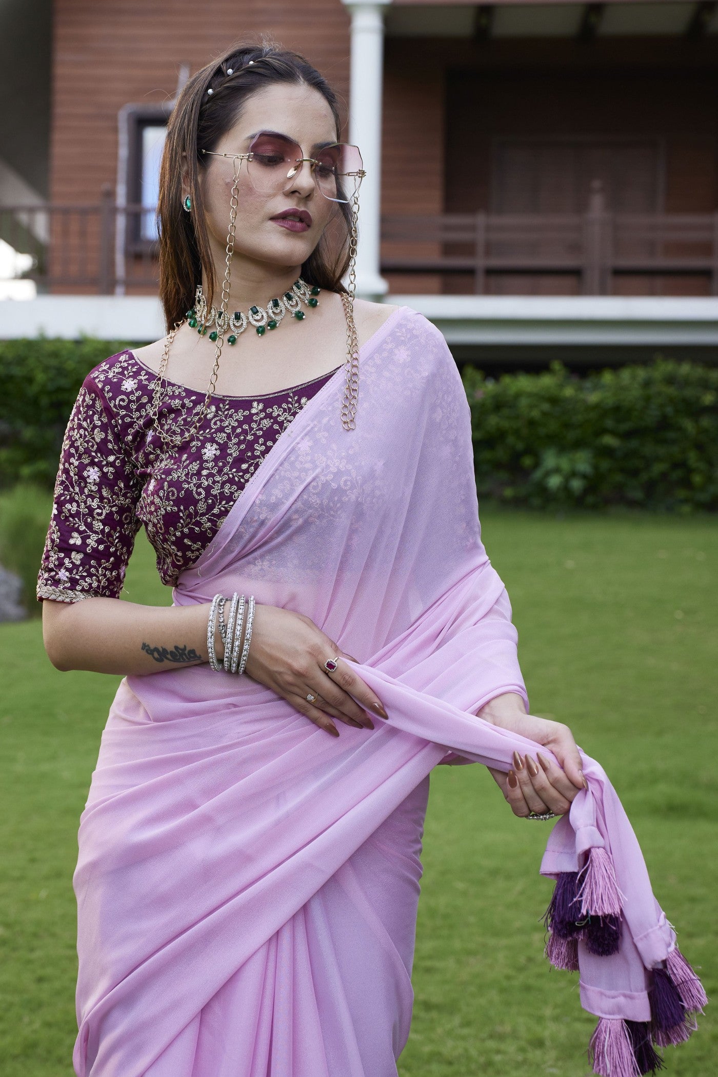 MySilkLove Blossom Pink Georgette Saree