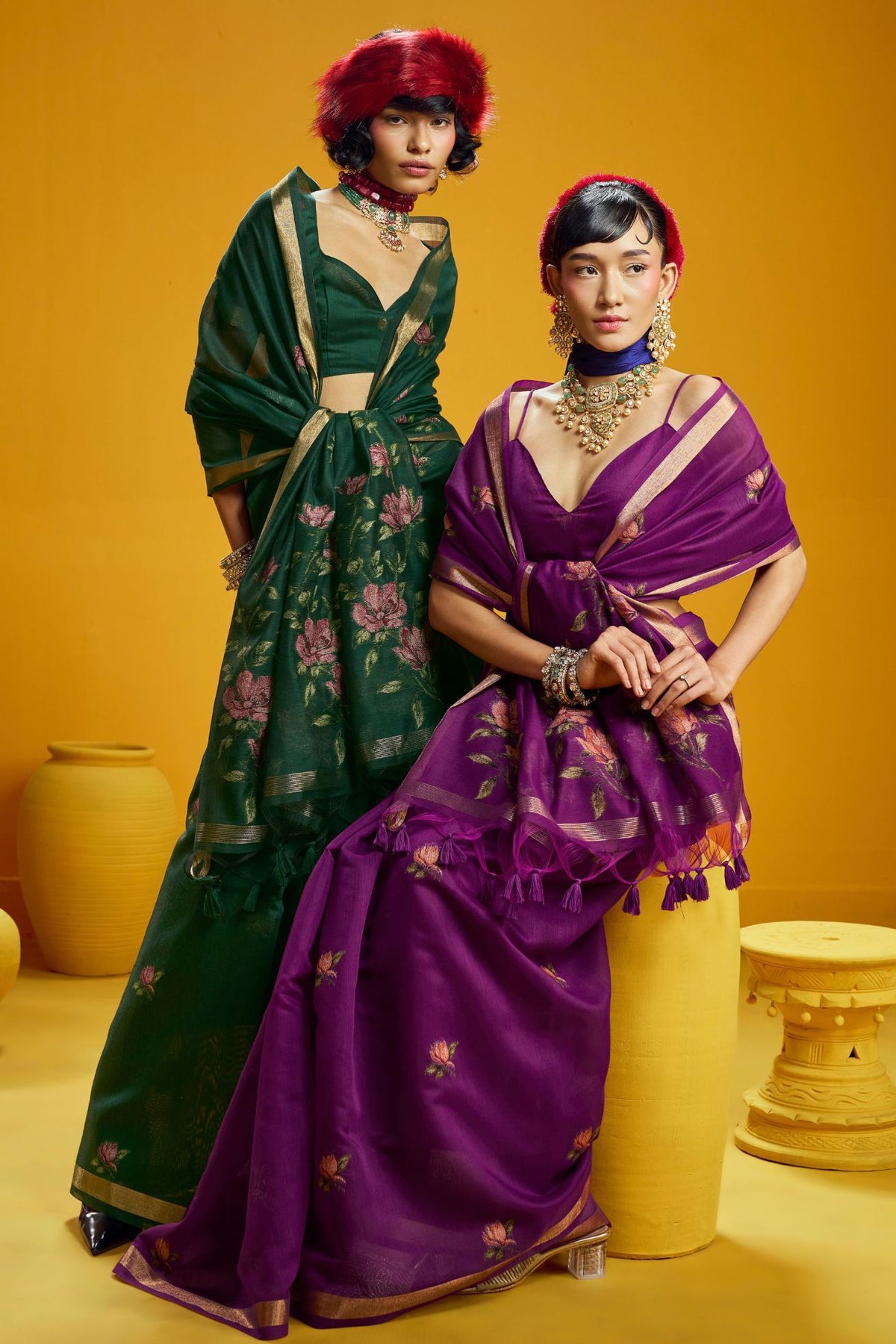 Buy MySilkLove Crocus Purple Handloom Muga Cotton Saree Online
