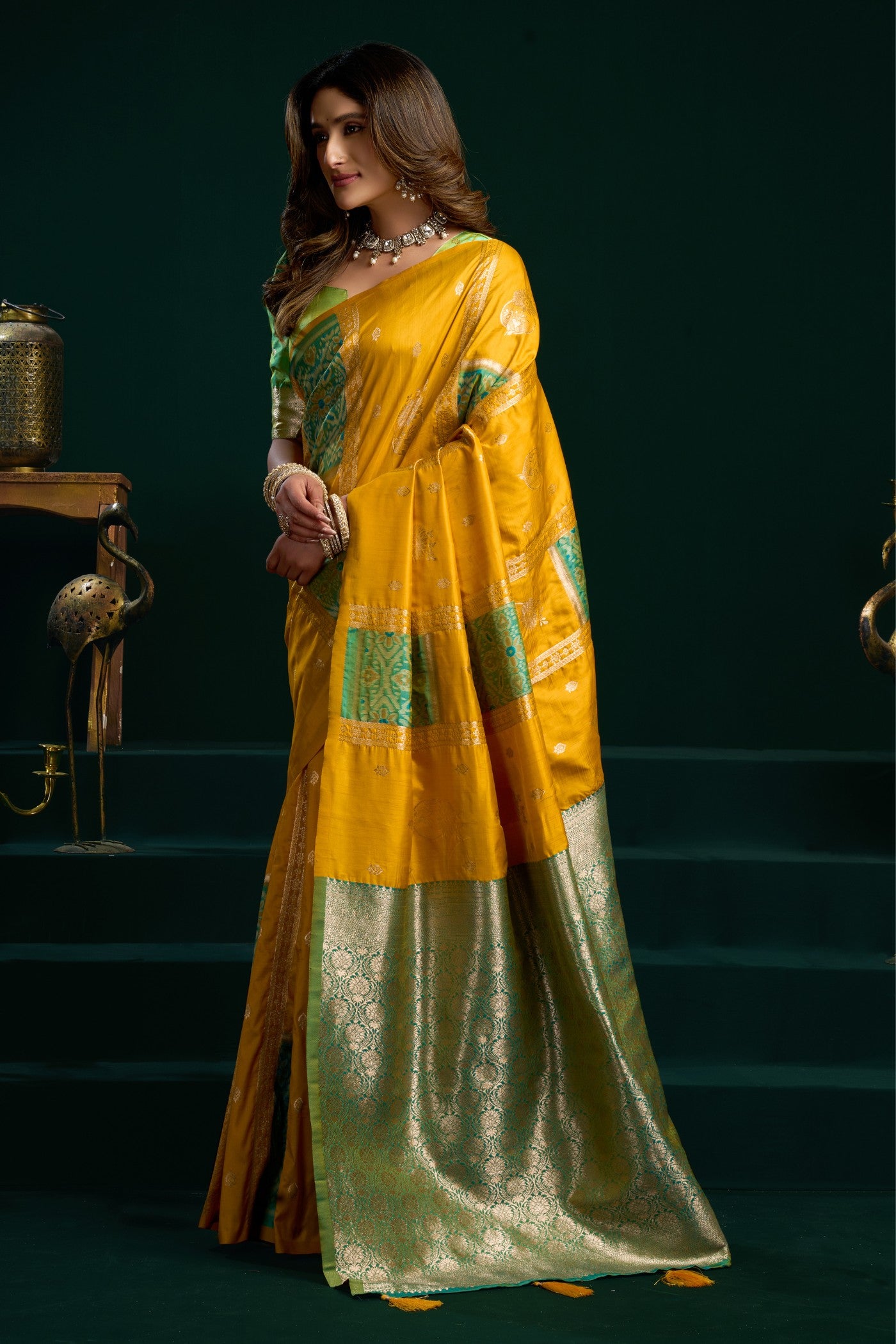 Buy MySilkLove Chamois Yellow Banarasi Handloom Soft Silk Saree Online