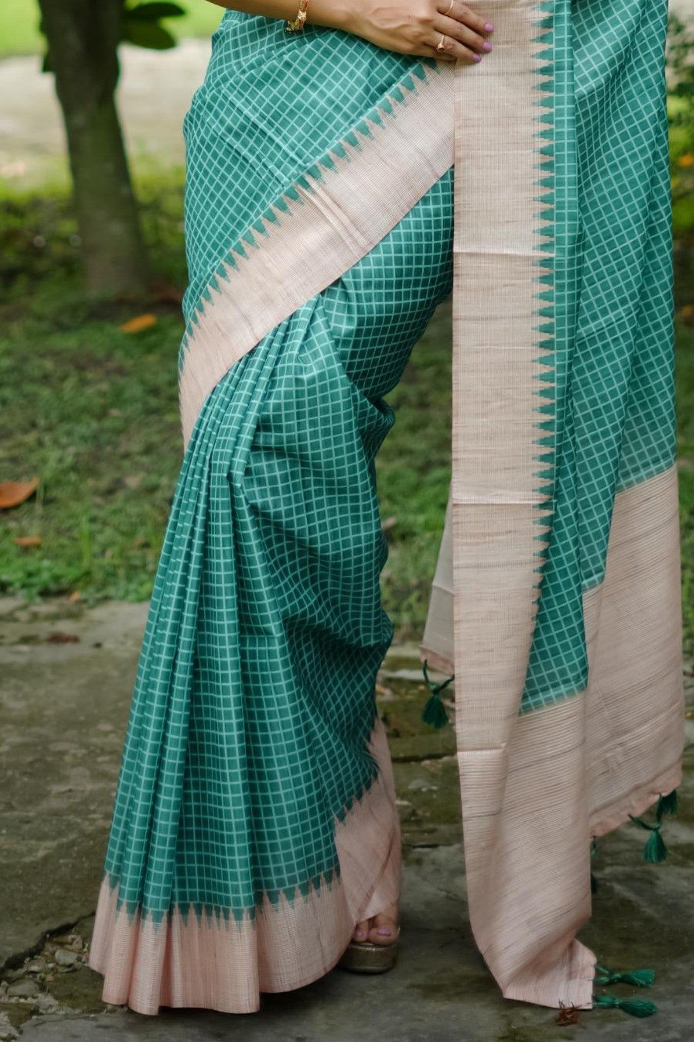 Buy MySilkLove Breaker Bay Blue Printed Raw Silk Saree Online