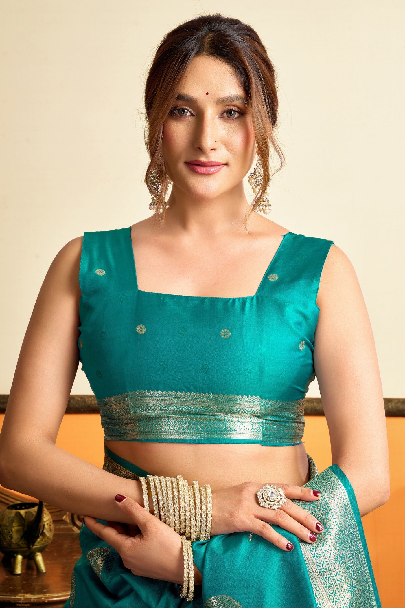 Buy MySilkLove Celtic Blue Woven Banarasi Saree Online