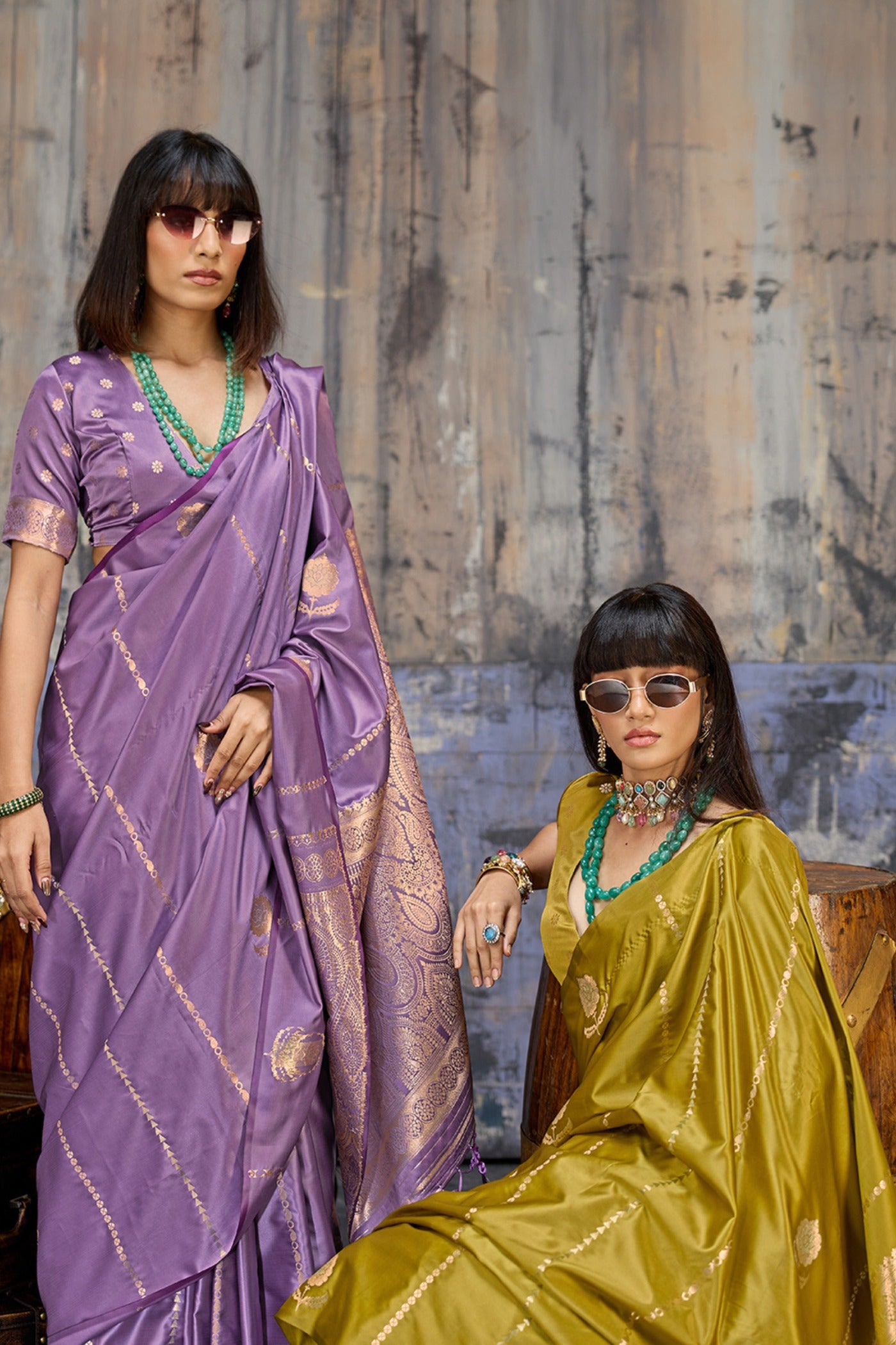 Buy MySilkLove Wisdom Purple Handloom Satin Silk Saree Online