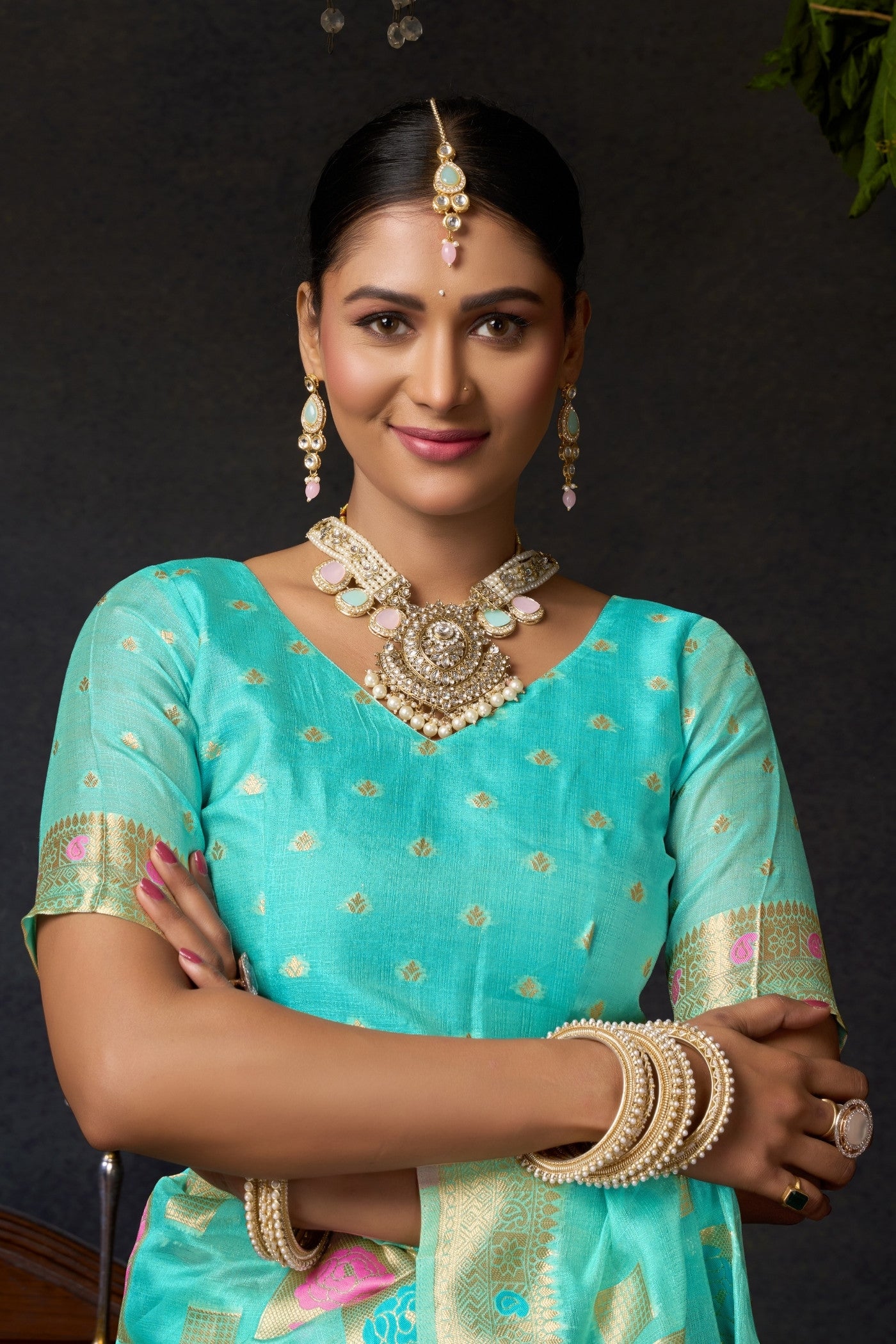 Buy MySilkLove Spring Blue Woven Banarasi Organza Saree Online