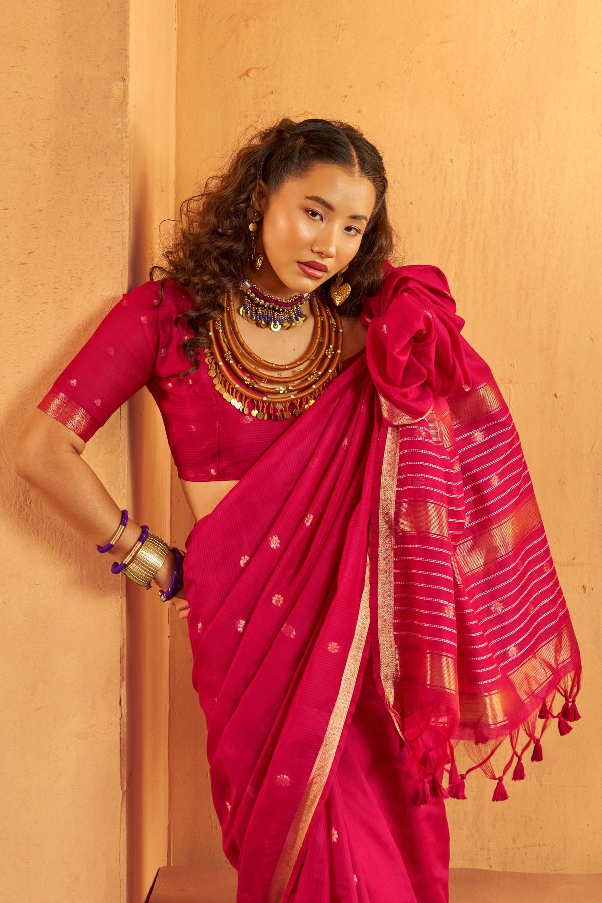 MySilkLove Hot Pink Banarasi Handloom Silk Saree