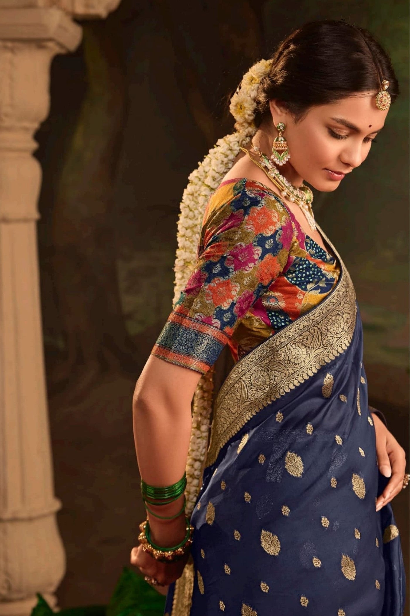 Buy MySilkLove Charade Blue Designer Banarasi Dola Silk Saree Online