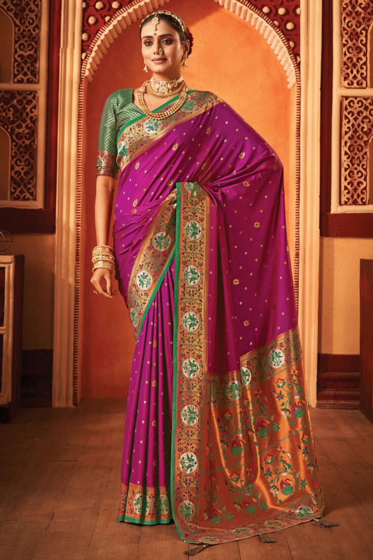 Buy MySilkLove Disco Purple Woven Paithani Saree Online