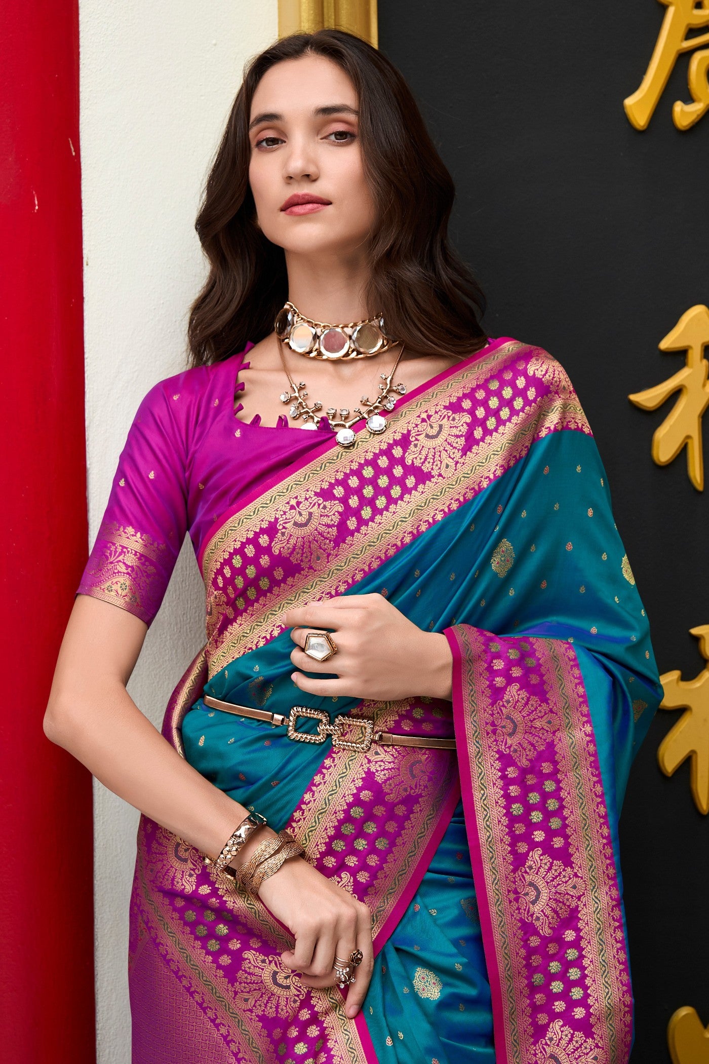 MySilkLove Lobelia Blue Woven Banarasi Saree