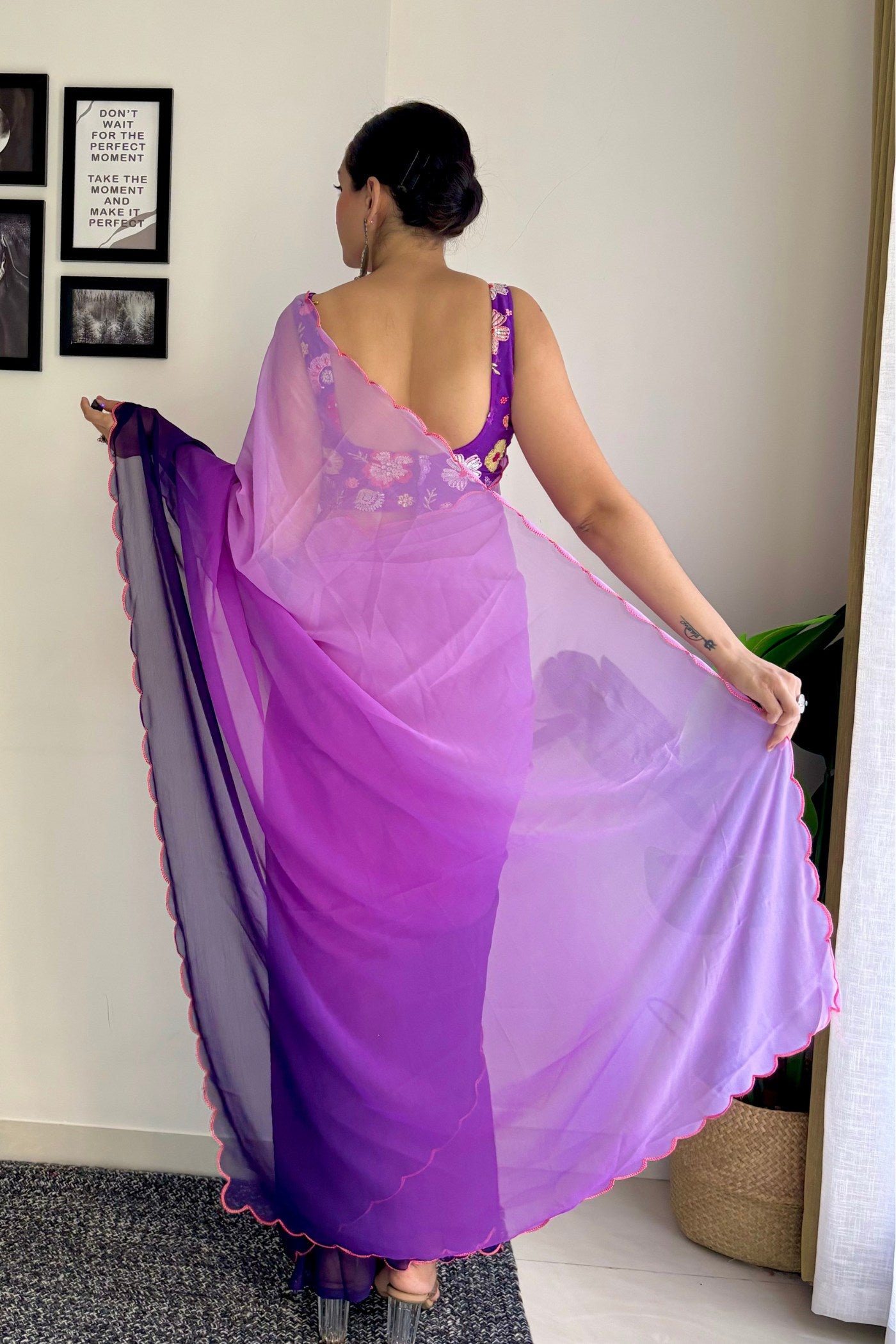 Buy MySilkLove Berry Purple Georgette Saree Online